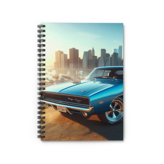 1970 Blue Dodge Charger Spiral Notebook Paper products Printify One Size  