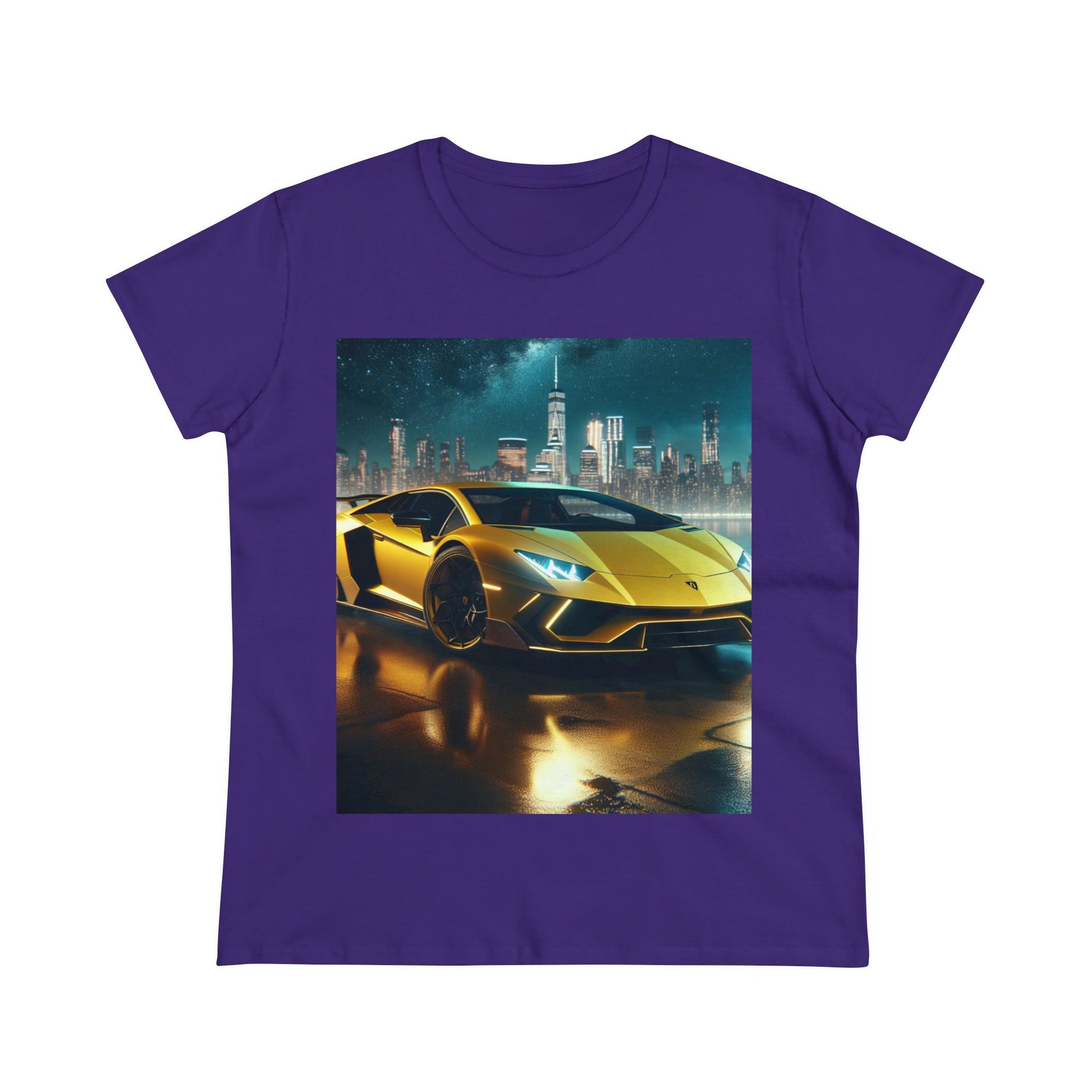 Yellow Lamborghini T-Shirt T-Shirt Printify Purple S 