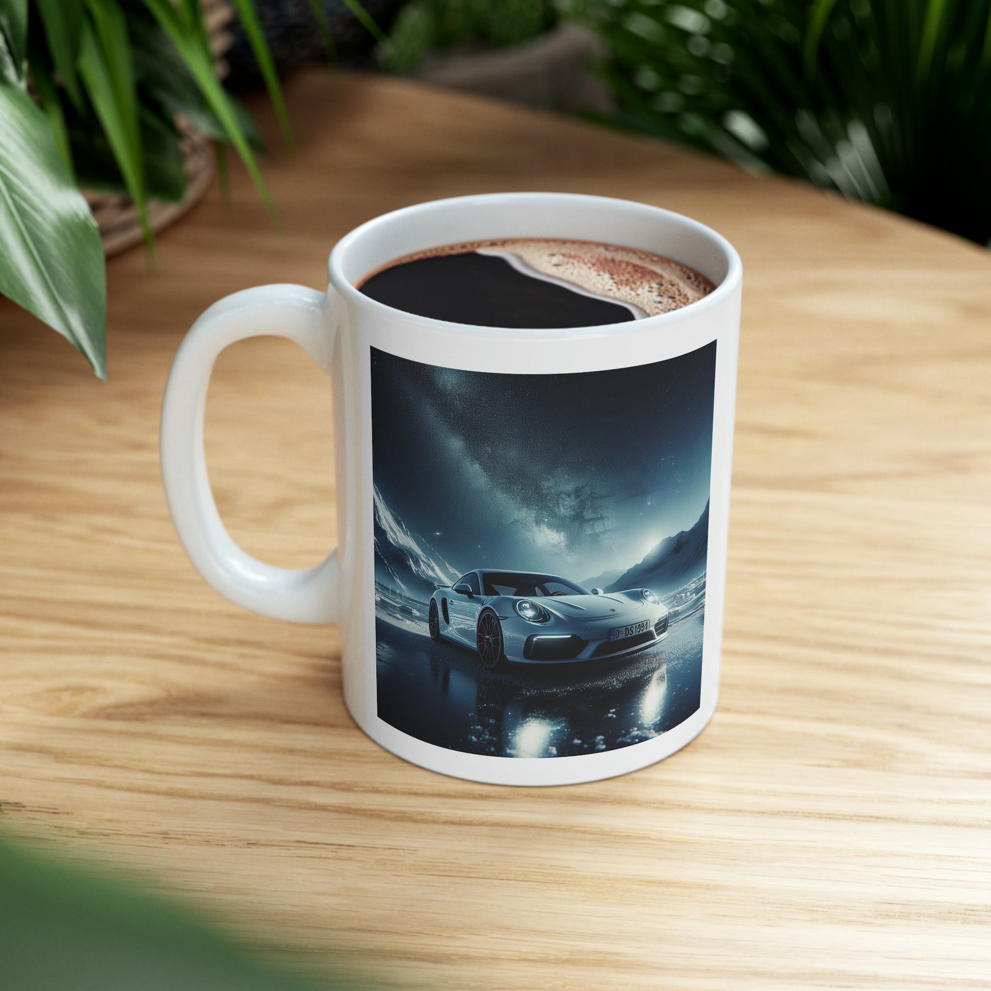 White Porsche Mug Mug Printify   