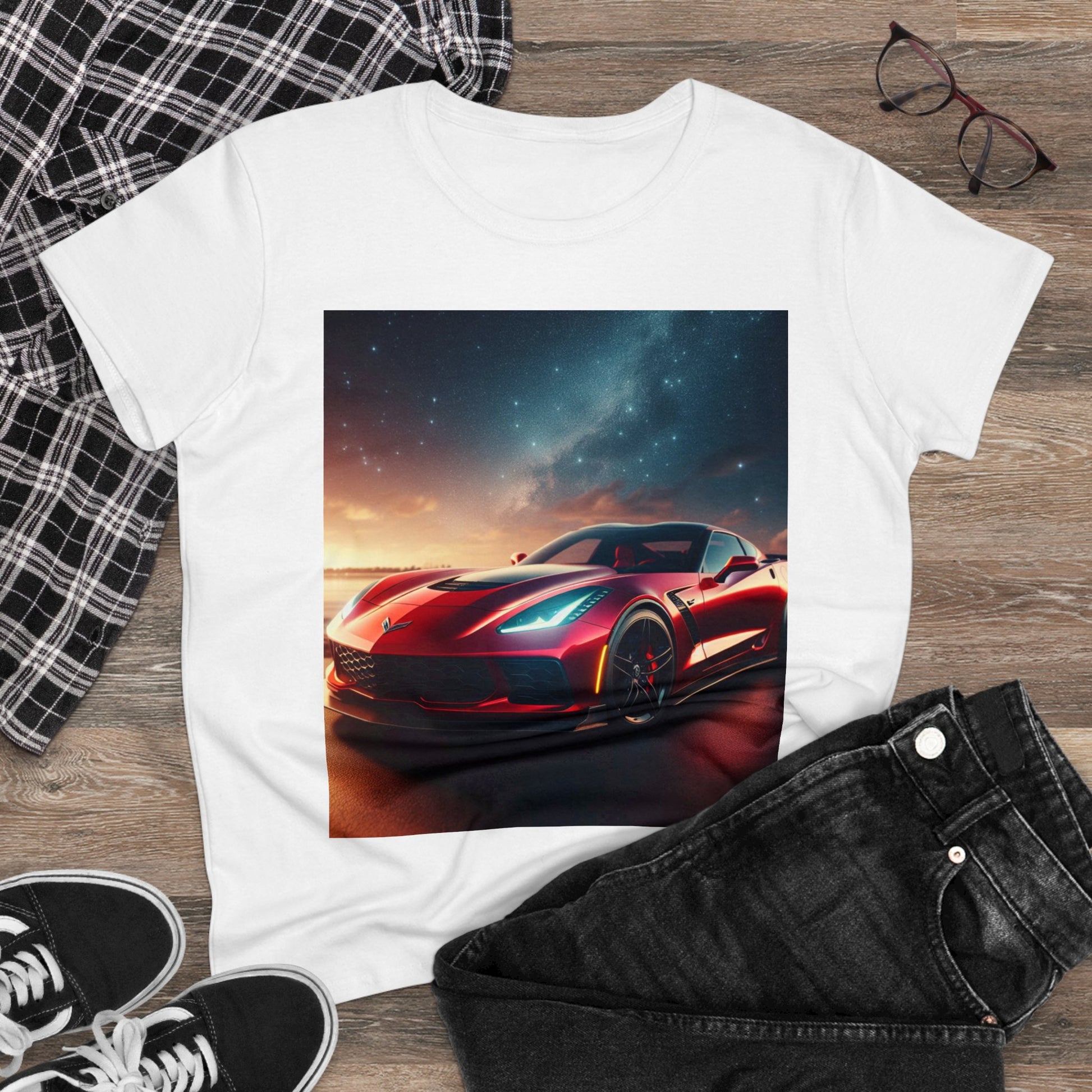 Red Corvette T-Shirt T-Shirt Printify   