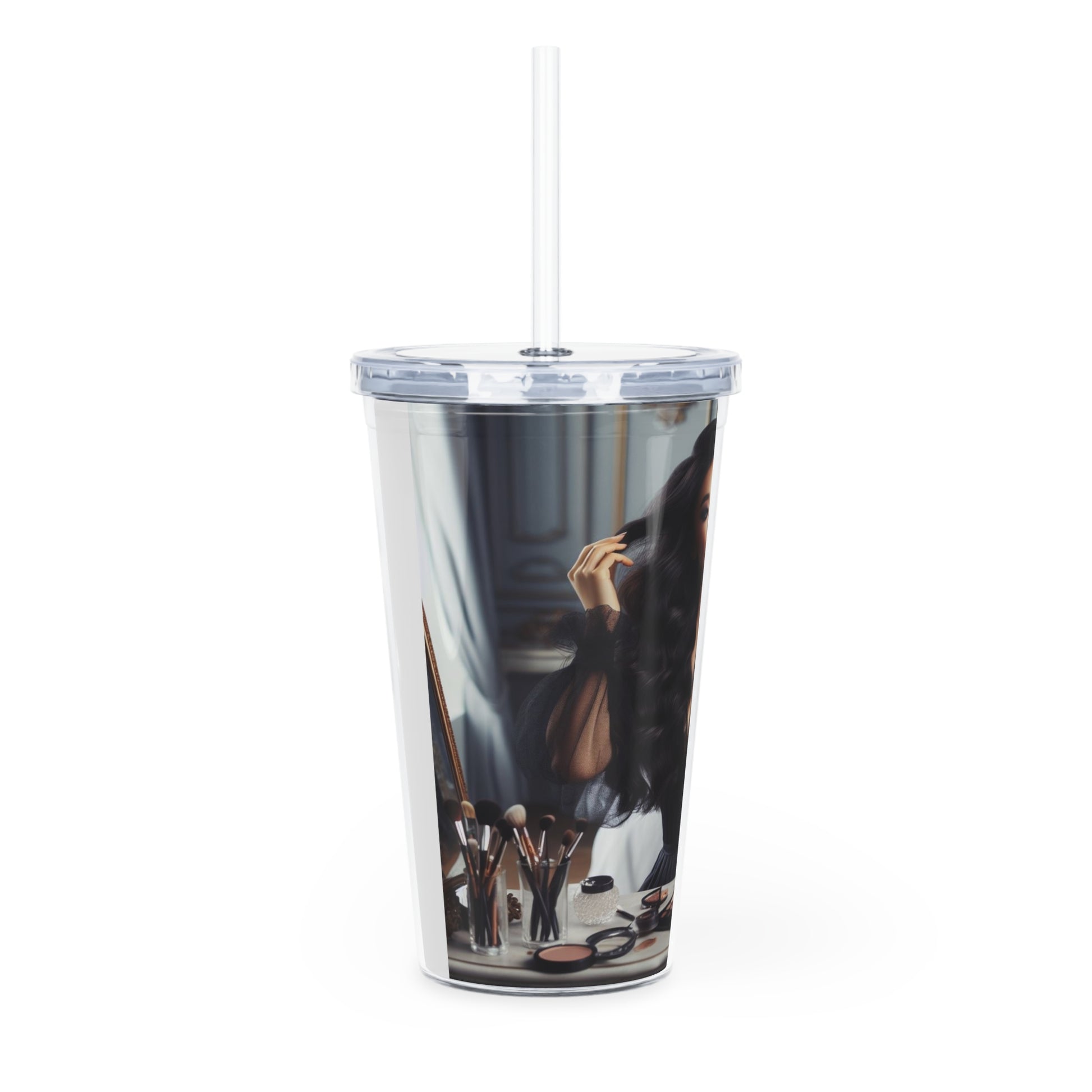 Make Up Time Tumbler with Straw Mug Printify   