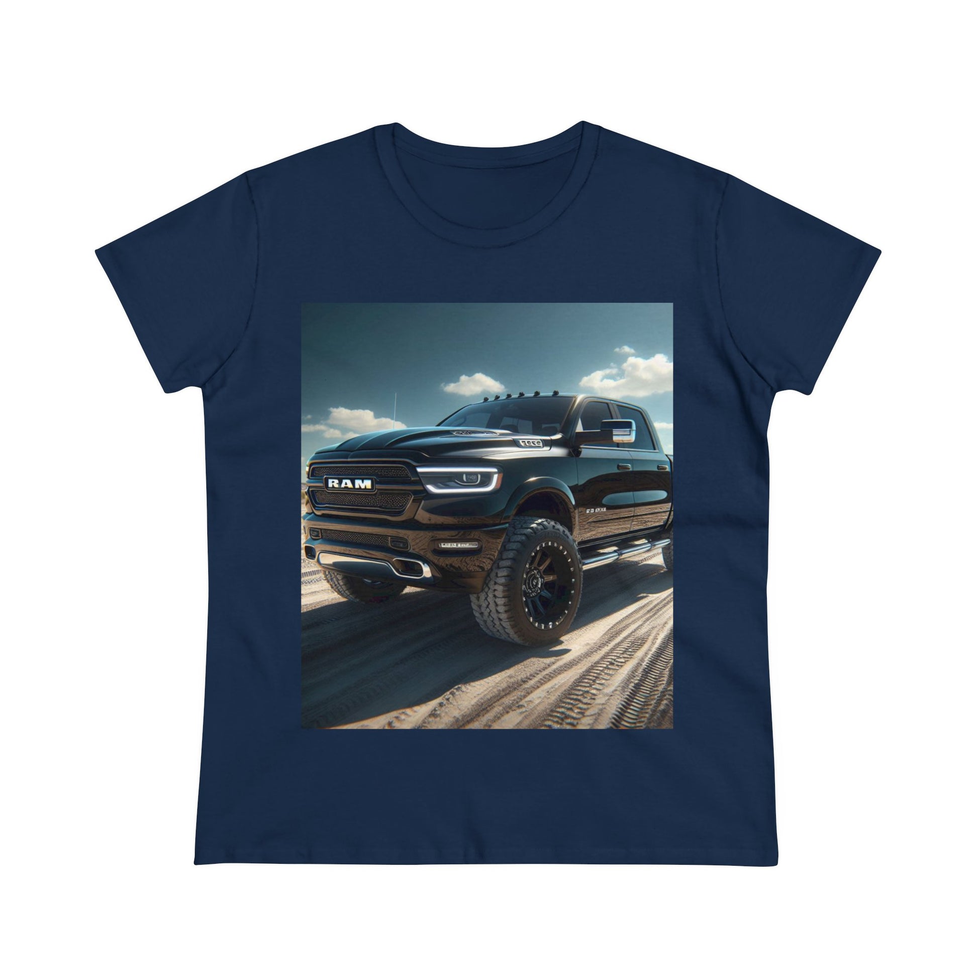 Black Dodge Ram T-Shirt T-Shirt Printify Navy S 