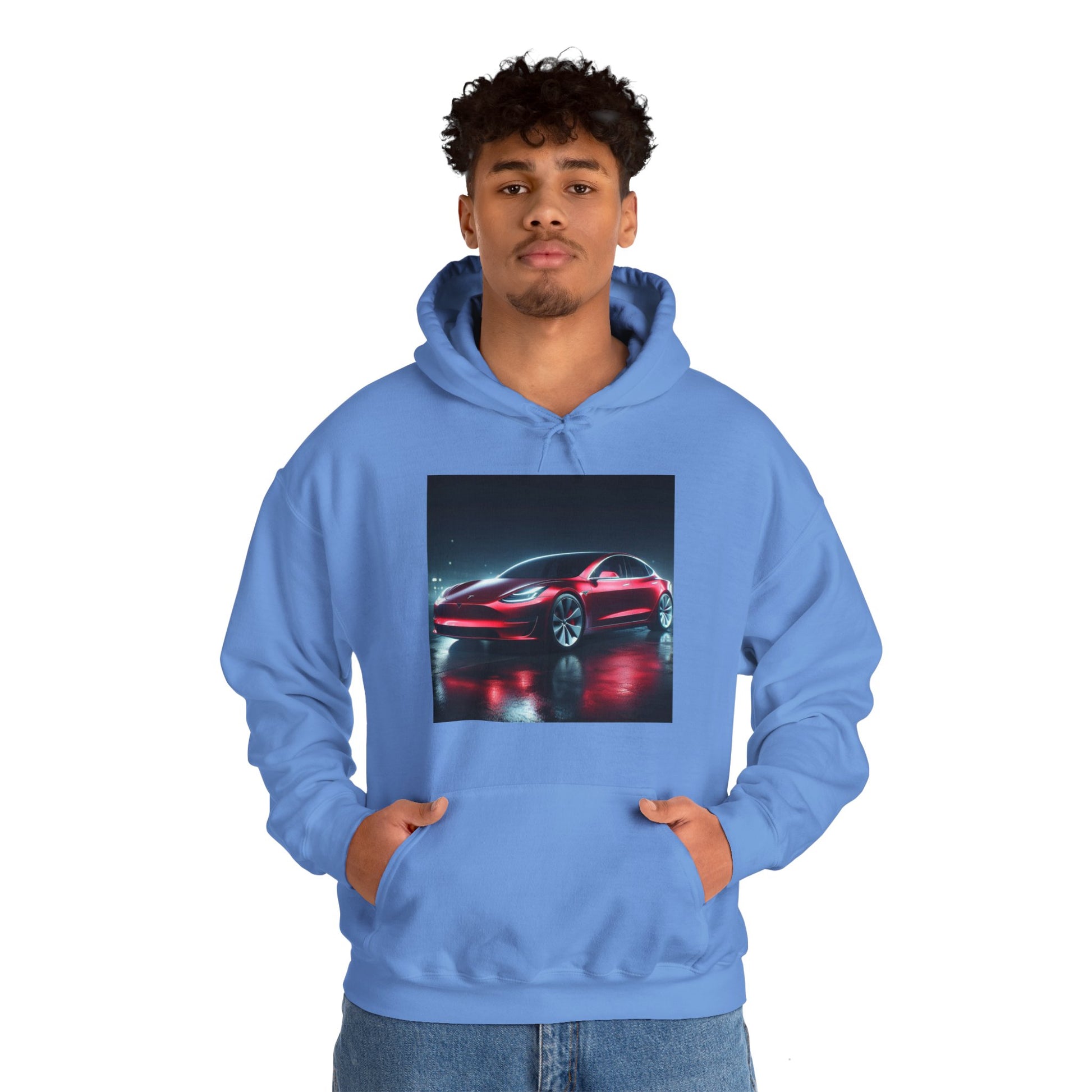 Red Tesla Hoodie Hoodie Printify   