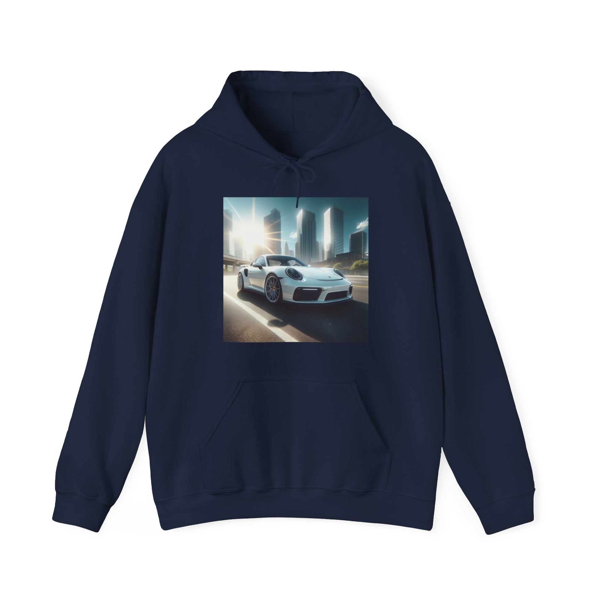 White Porsche Hoodie Hoodie Printify Navy S 