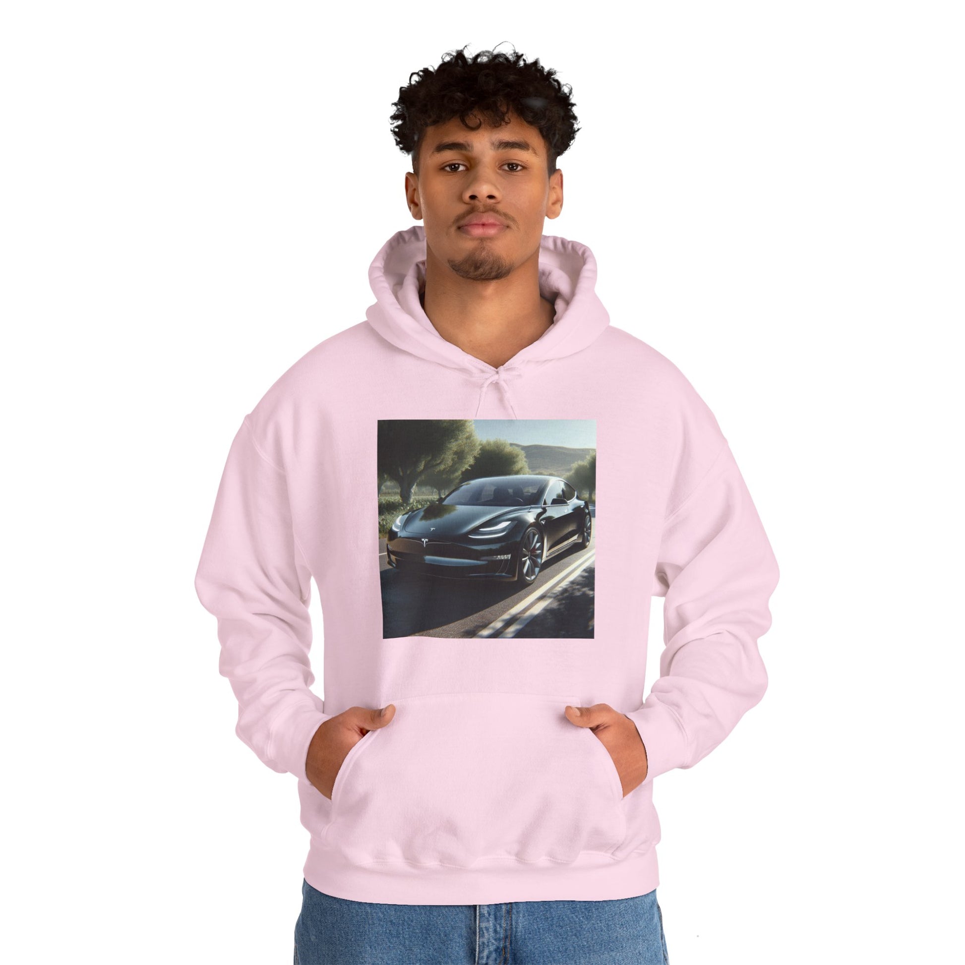 Black Tesla Hoodie Hoodie Printify   