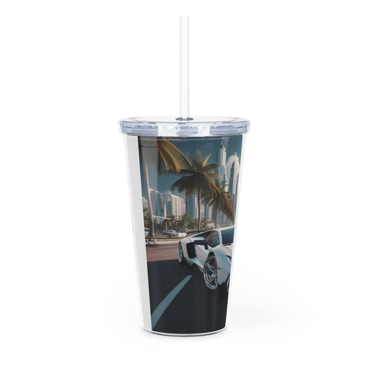 White Lamborghini Tumbler with Straw Mug Printify   