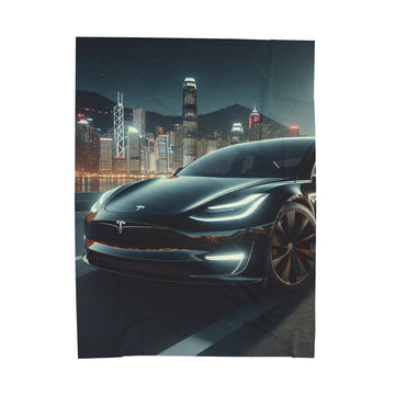 Black Tesla Plush Blanket All Over Prints Printify 60" × 80"  