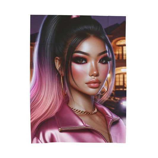 Pink at NIght Plush Blanket All Over Prints Printify 60" × 80"  