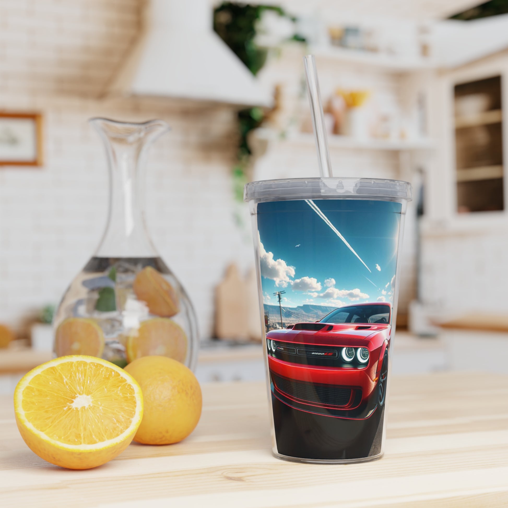 Red Challenger Tumbler with Straw Mug Printify   