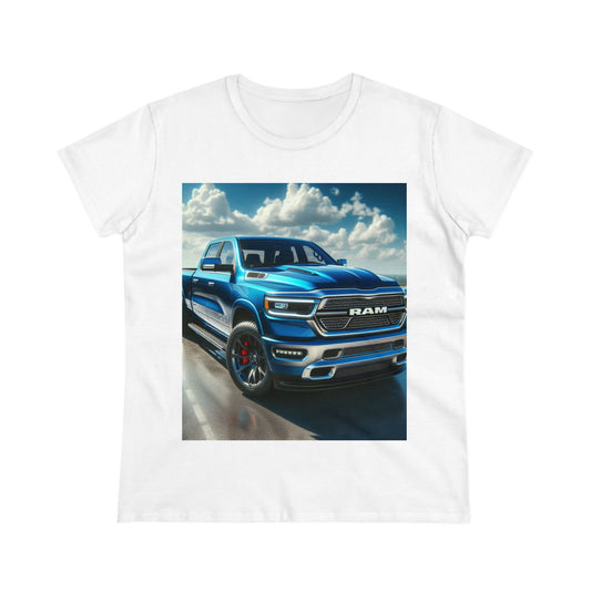 Blue Dodge Ram T-Shirt T-Shirt Printify White S 