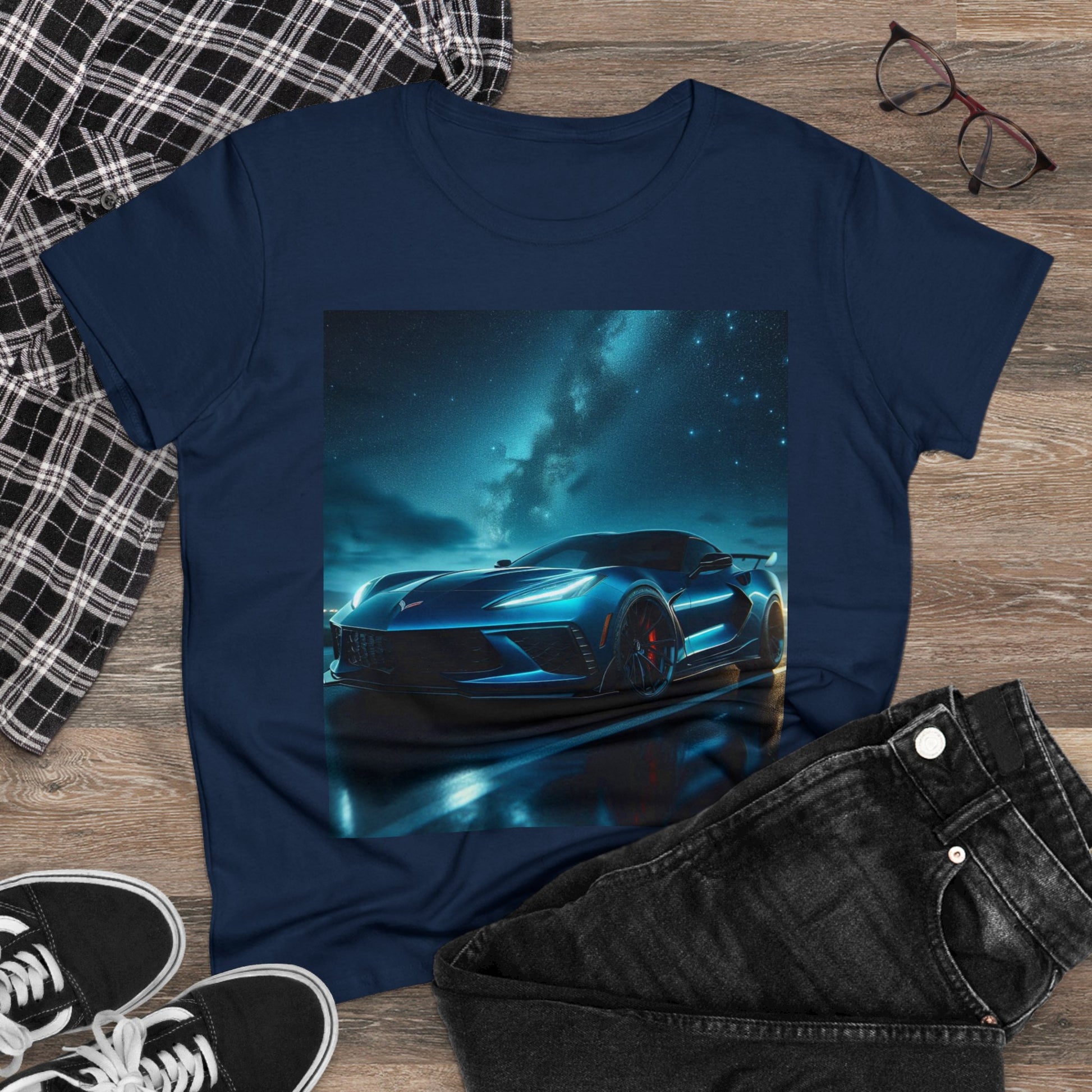 Blue Corvette T-Shirt T-Shirt Printify   