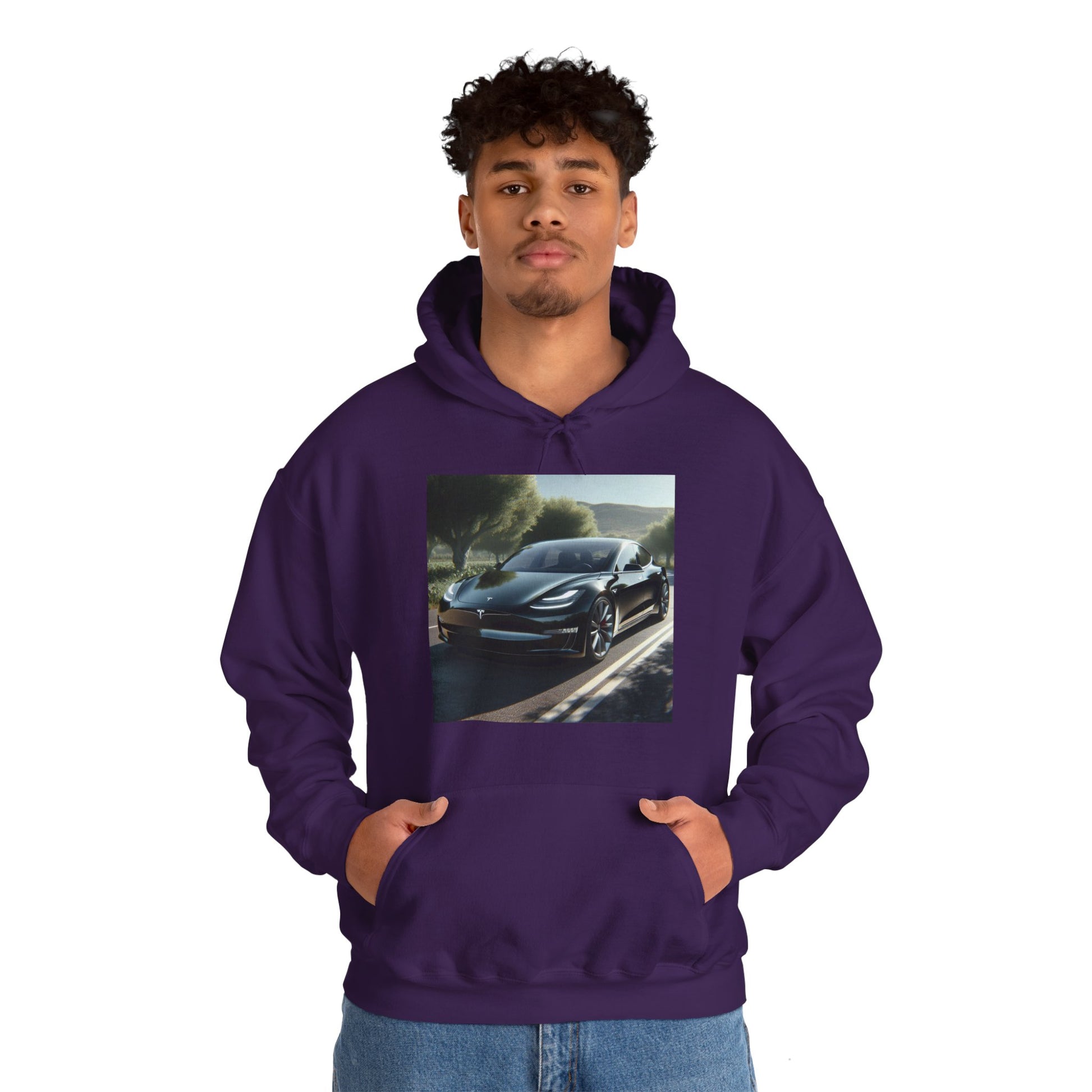 Black Tesla Hoodie Hoodie Printify   