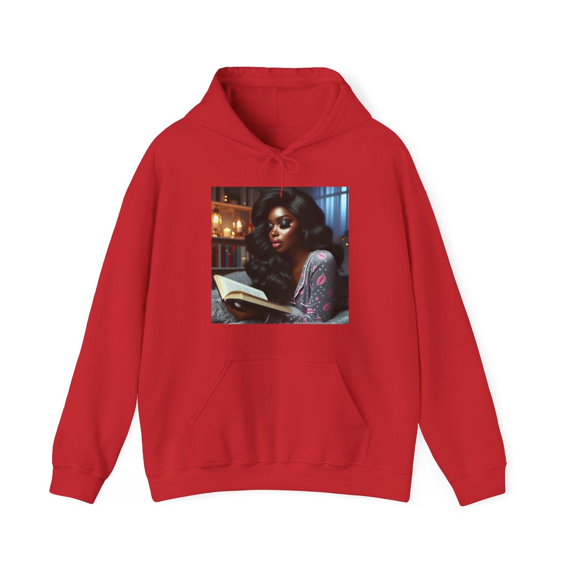 Late Night Book Hoodie Hoodie Printify Red S 