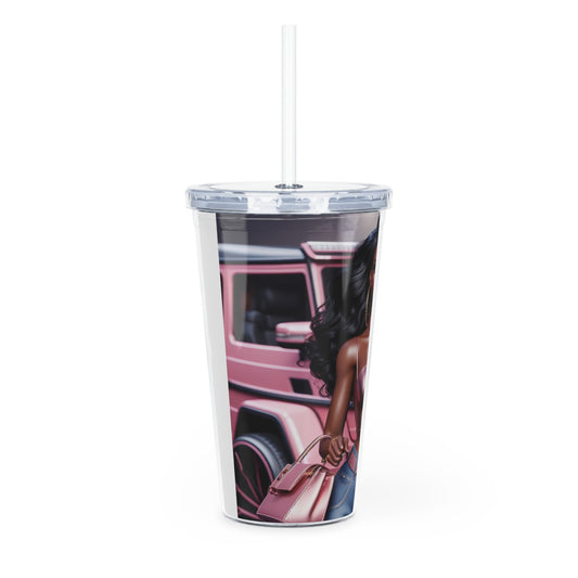 Pink Luxury Tumbler with Straw Mug Printify   