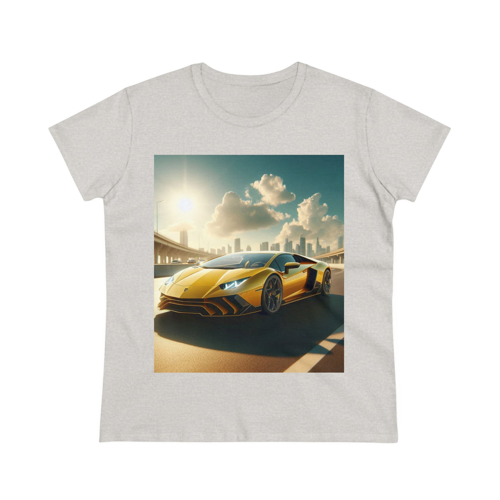 Yellow Lamborghini T-Shirt T-Shirt Printify Ash S 