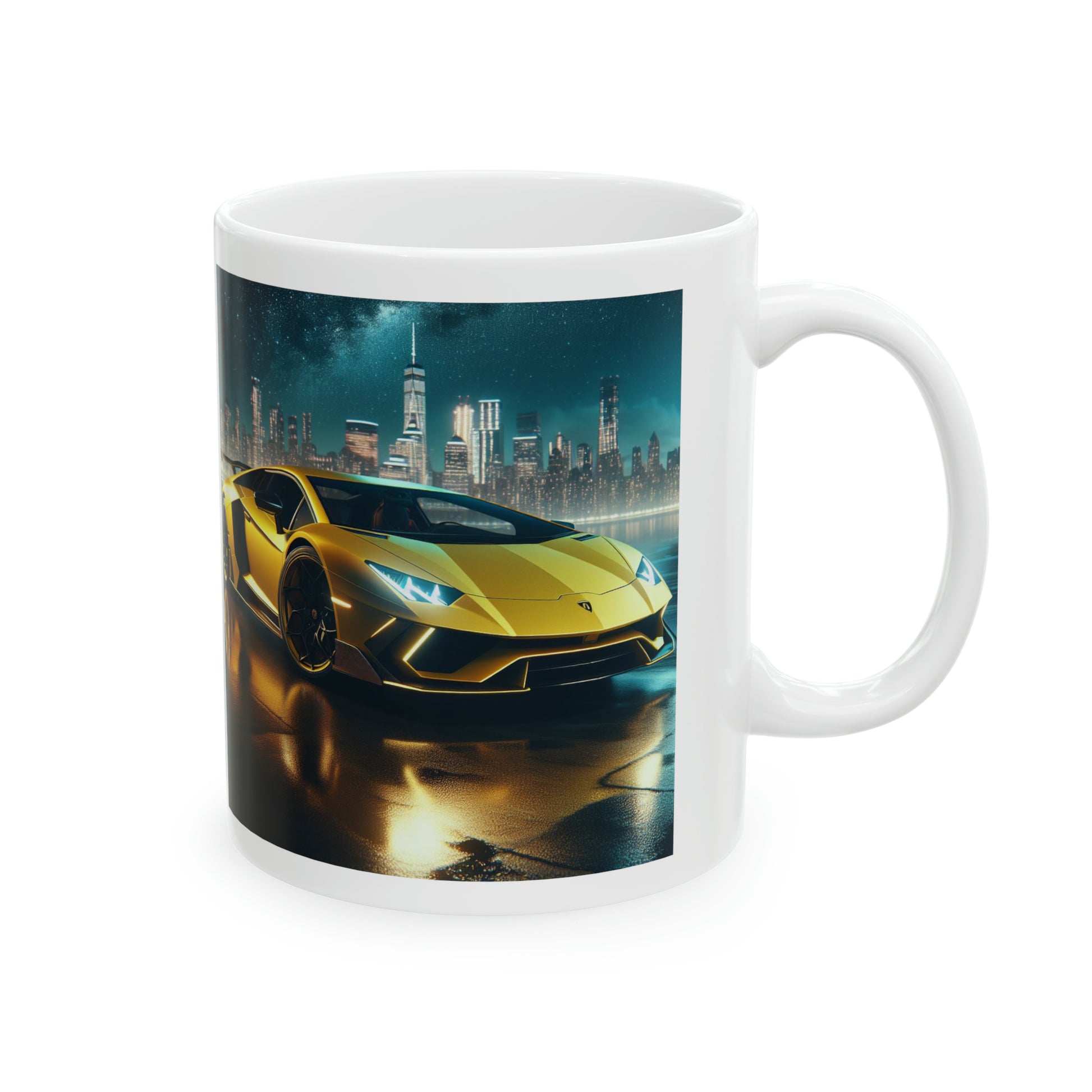 Yellow Lamborghini Mug Mug Printify   