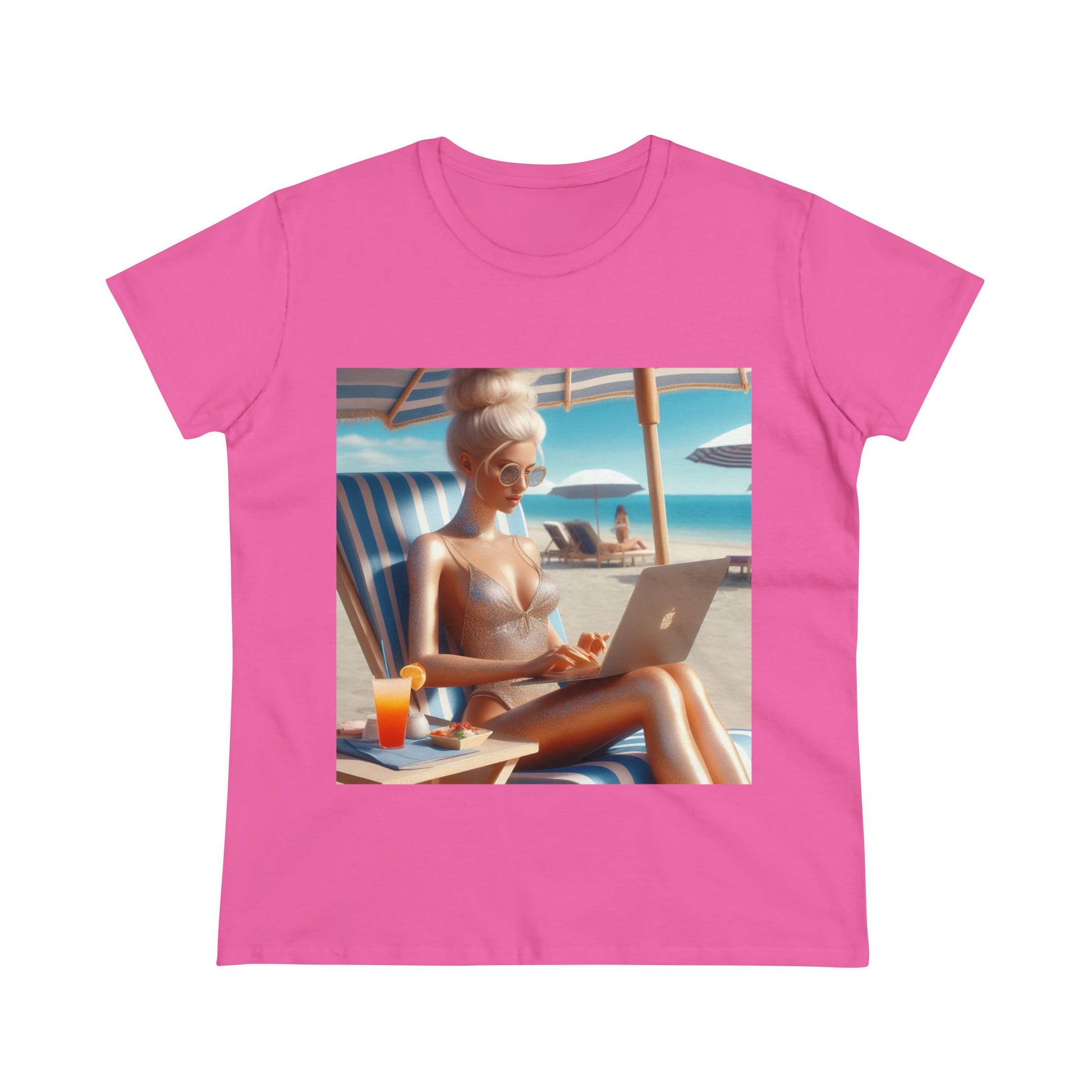 Work Day at the Beach T-Shirt T-Shirt Printify Azalea S 