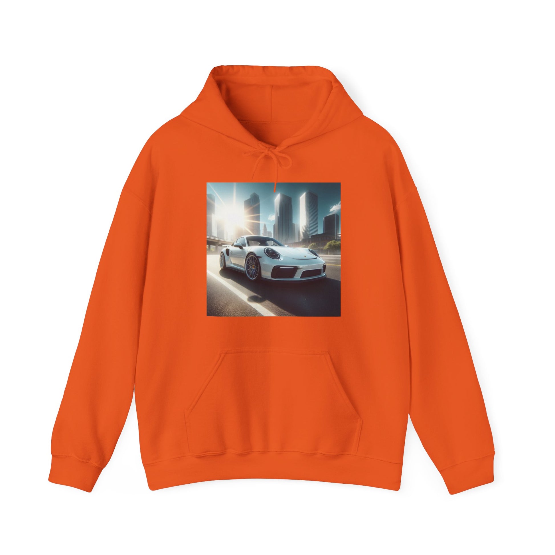 White Porsche Hoodie Hoodie Printify Orange S 