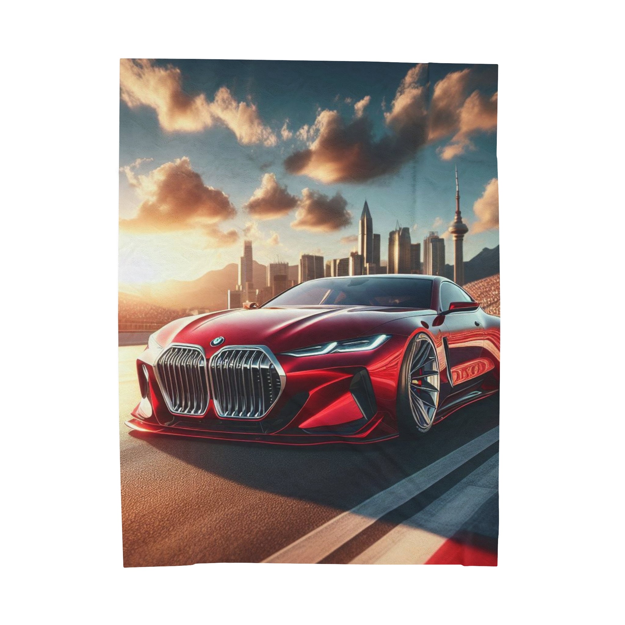 Red BMW Plush Blanket All Over Prints Printify 60" × 80"  