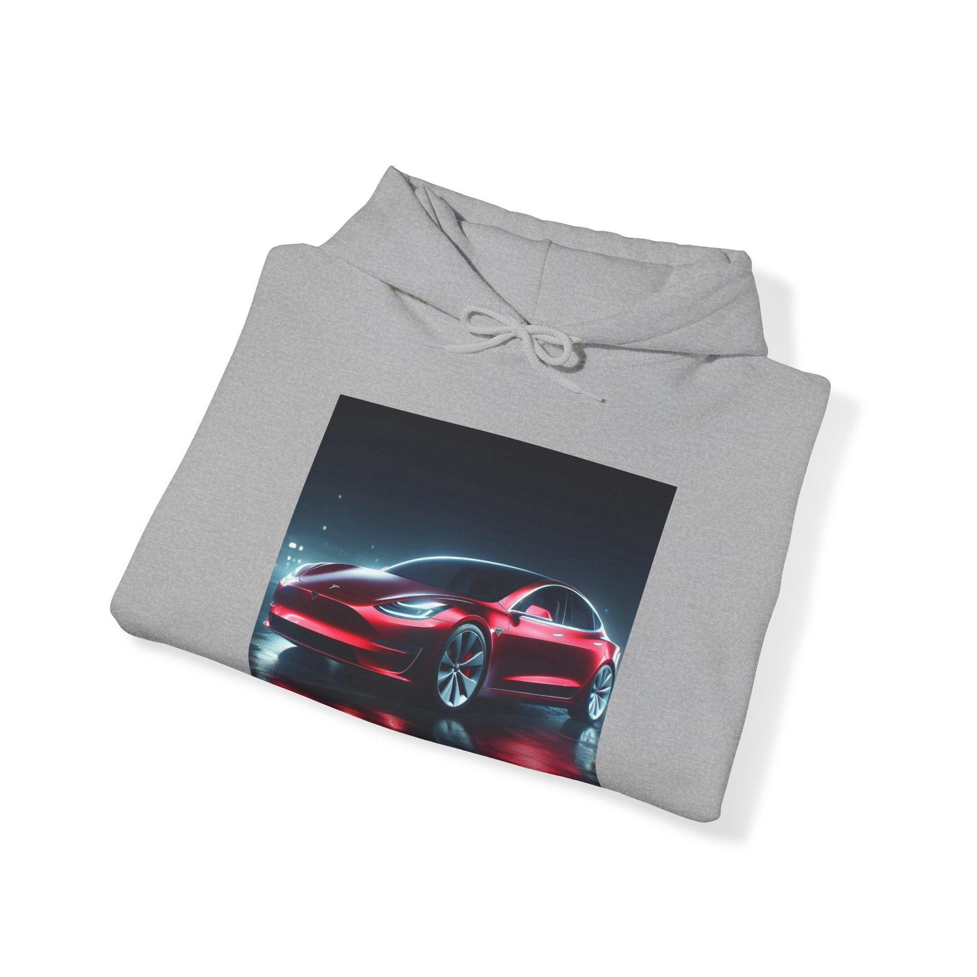 Red Tesla Hoodie Hoodie Printify   