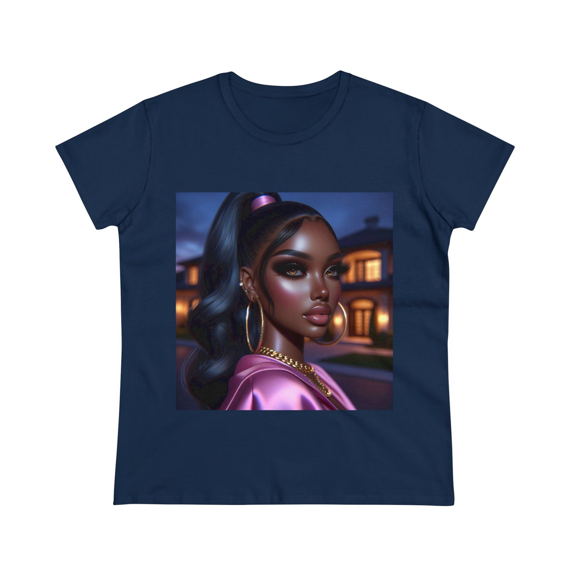 Pink at Night T-Shirt T-Shirt Printify Navy S 