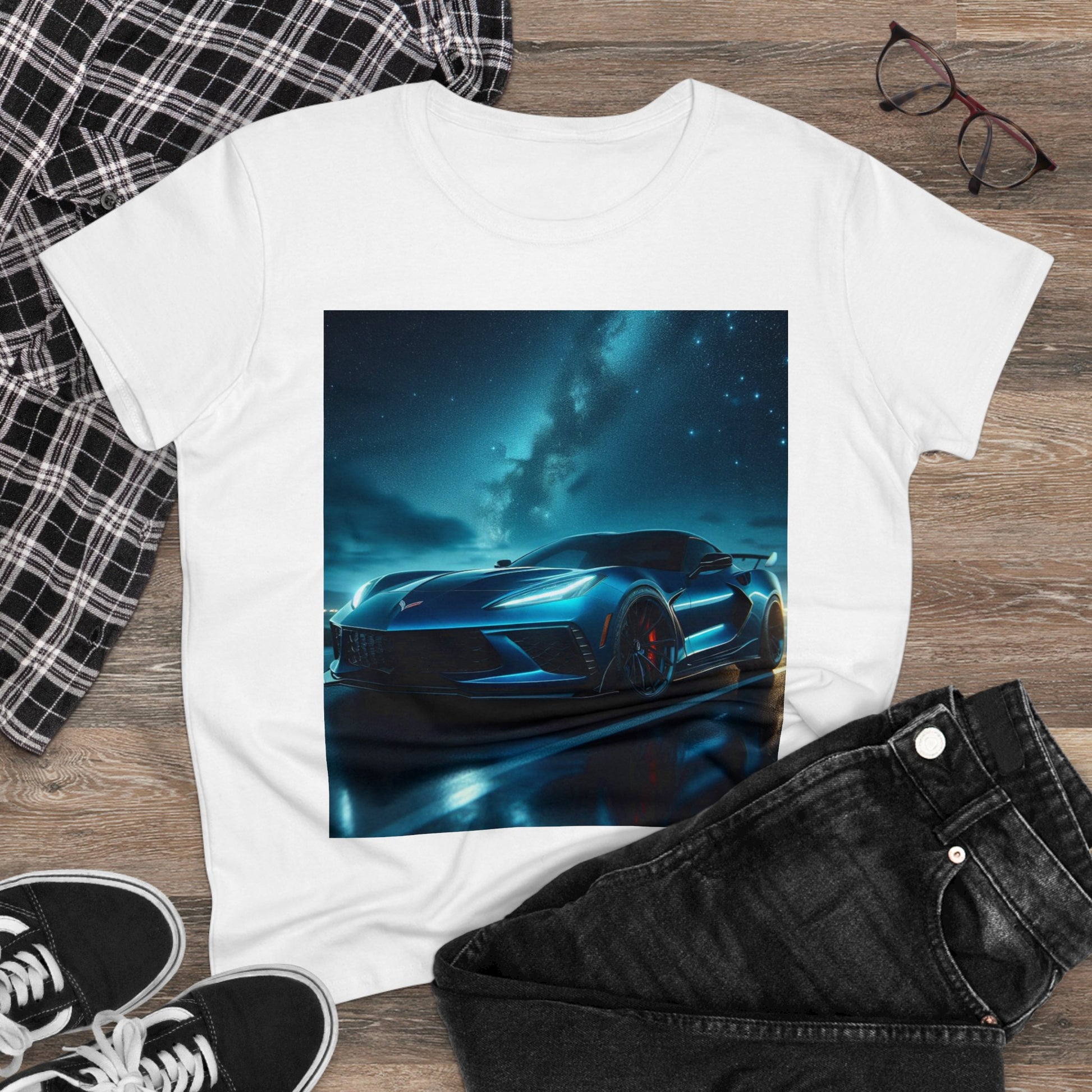 Blue Corvette T-Shirt T-Shirt Printify   