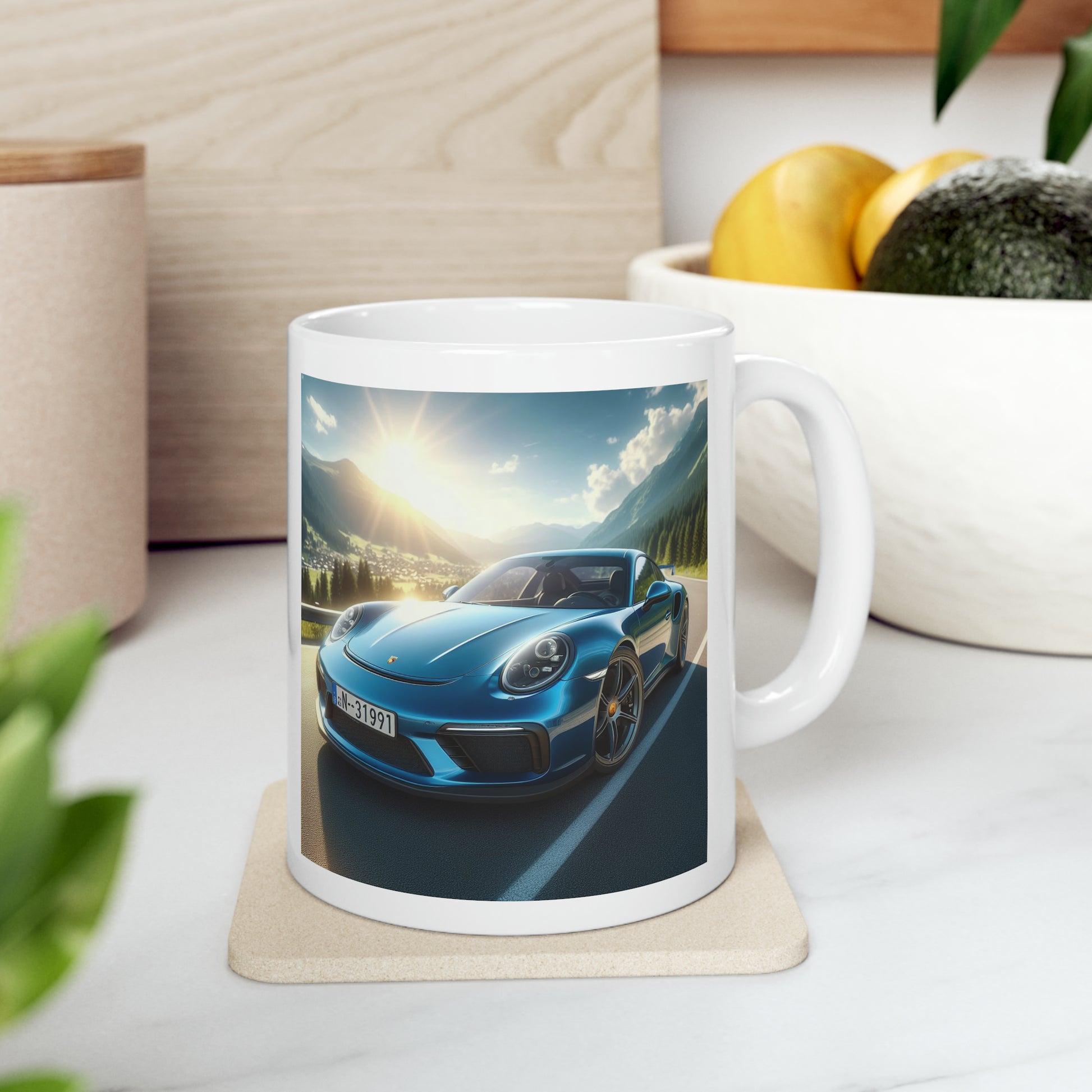 Blue Porsche Mug Mug Printify   