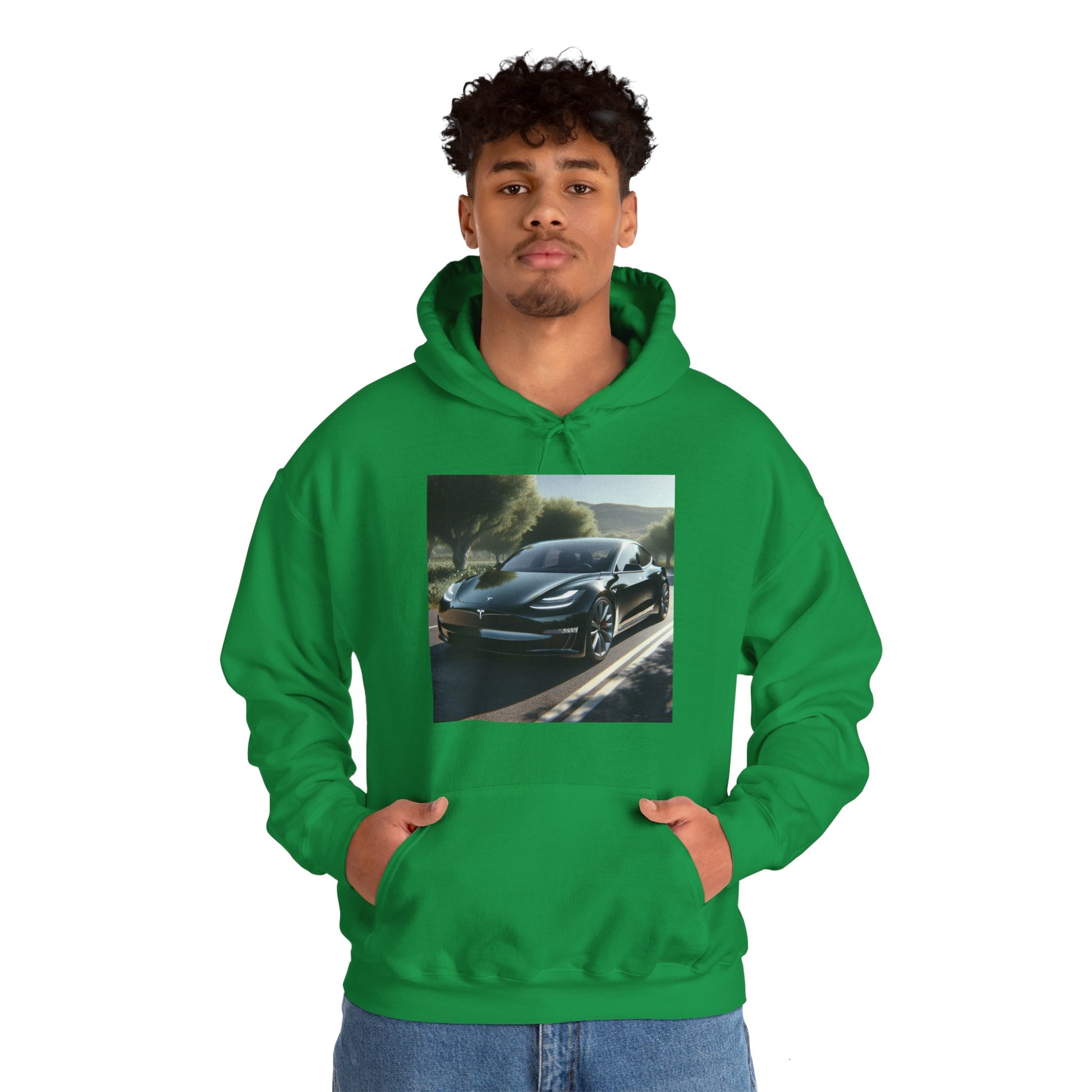 Black Tesla Hoodie Hoodie Printify   