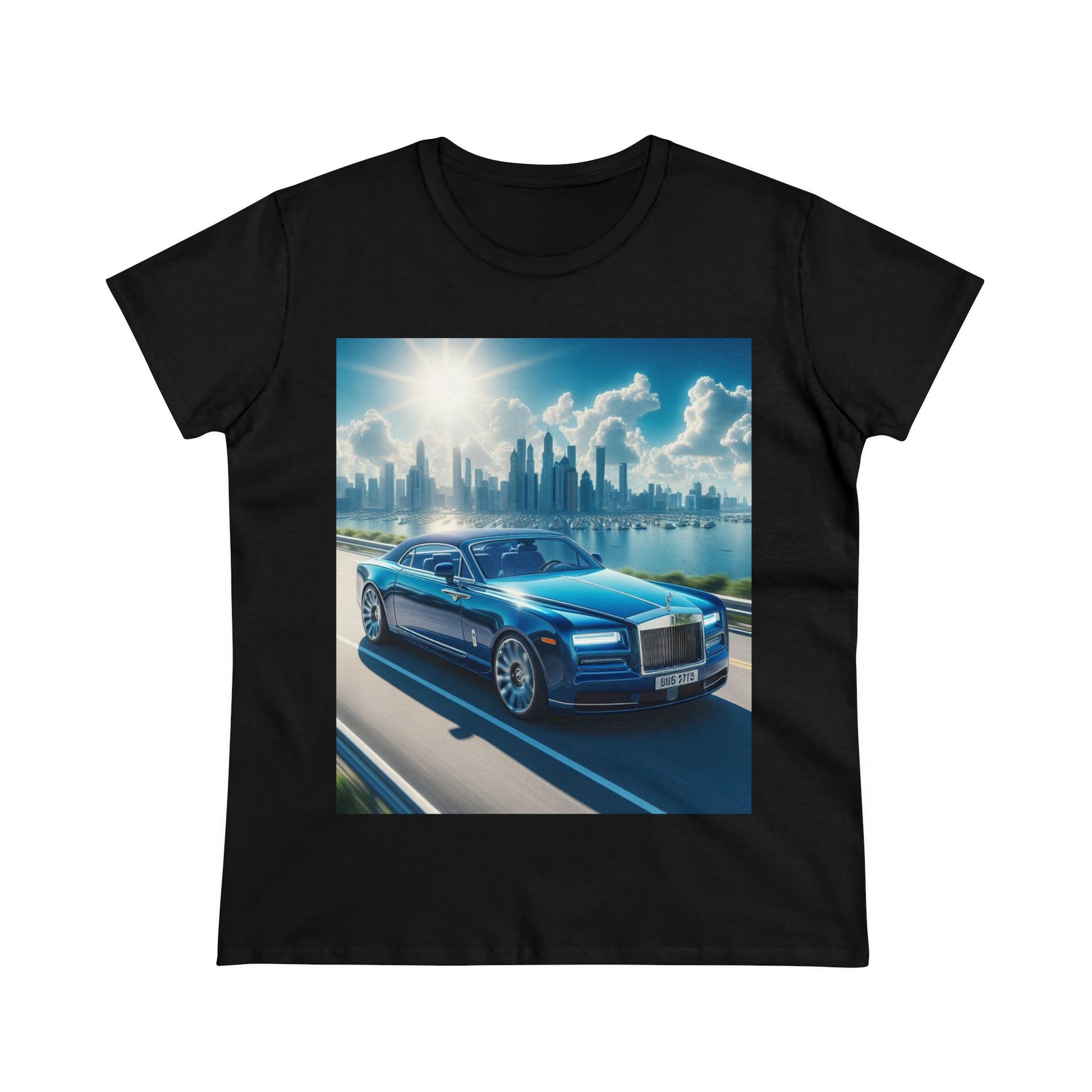 Blue Rolls Royce T-Shirt T-Shirt Printify Black S 