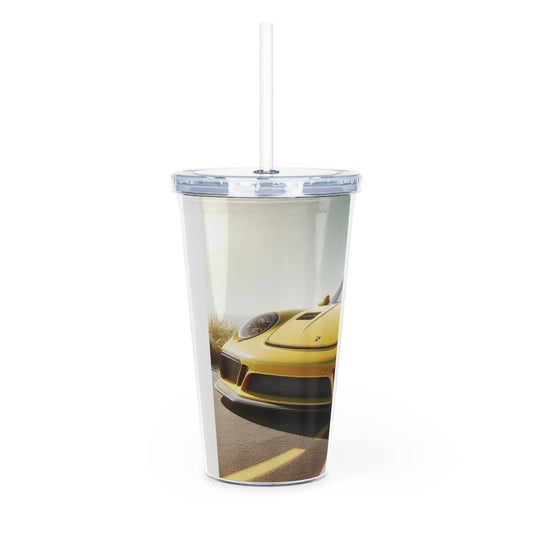 Yellow Porsche Tumbler with Straw Mug Printify   