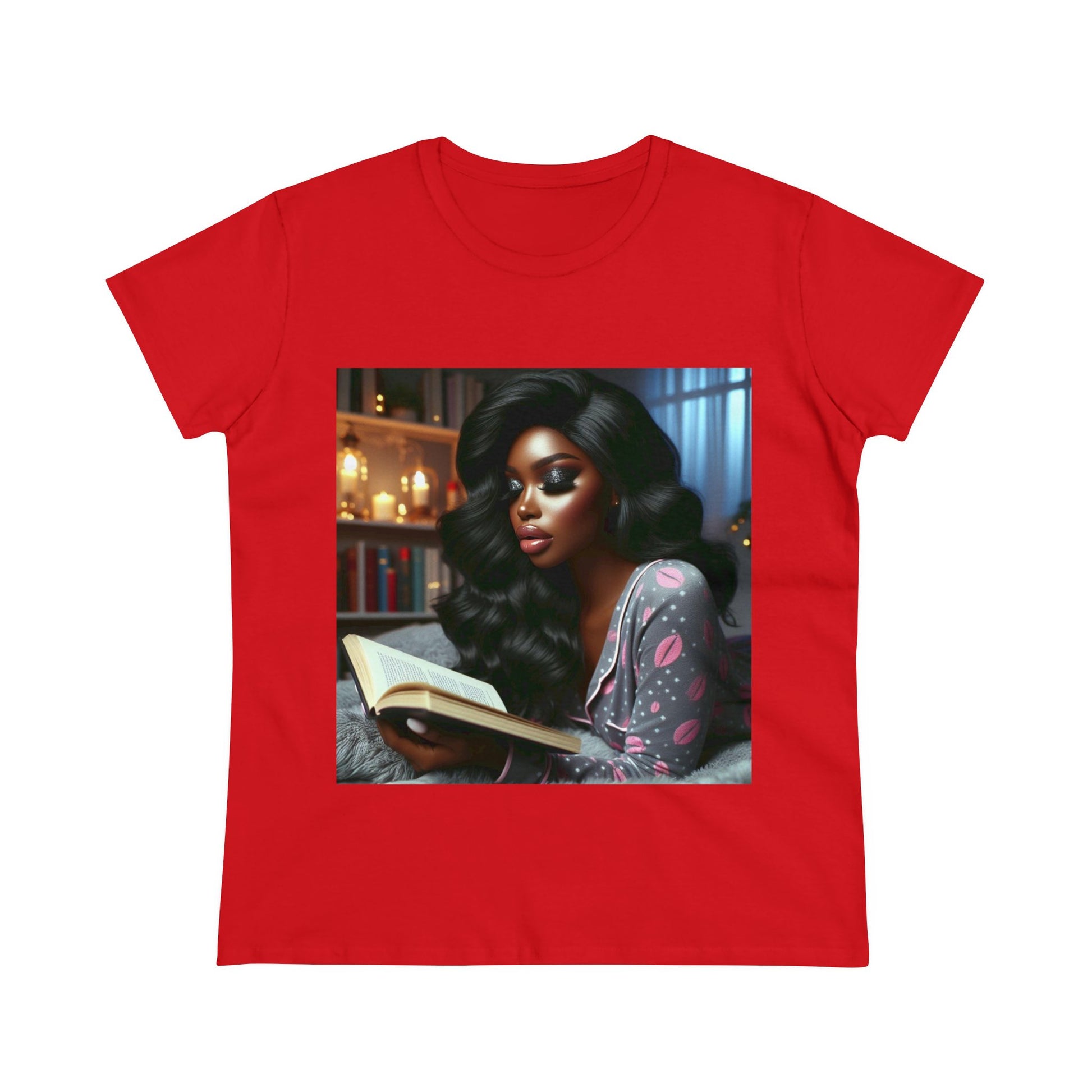 Late Night Book T-Shirt T-Shirt Printify Red S 