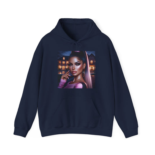 Pink at Night Hoodie Hoodie Printify Navy S 