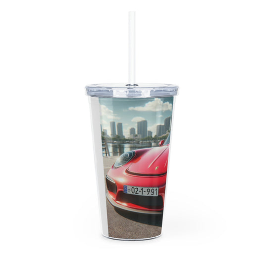 Red Porsche Tumbler with Straw Mug Printify   