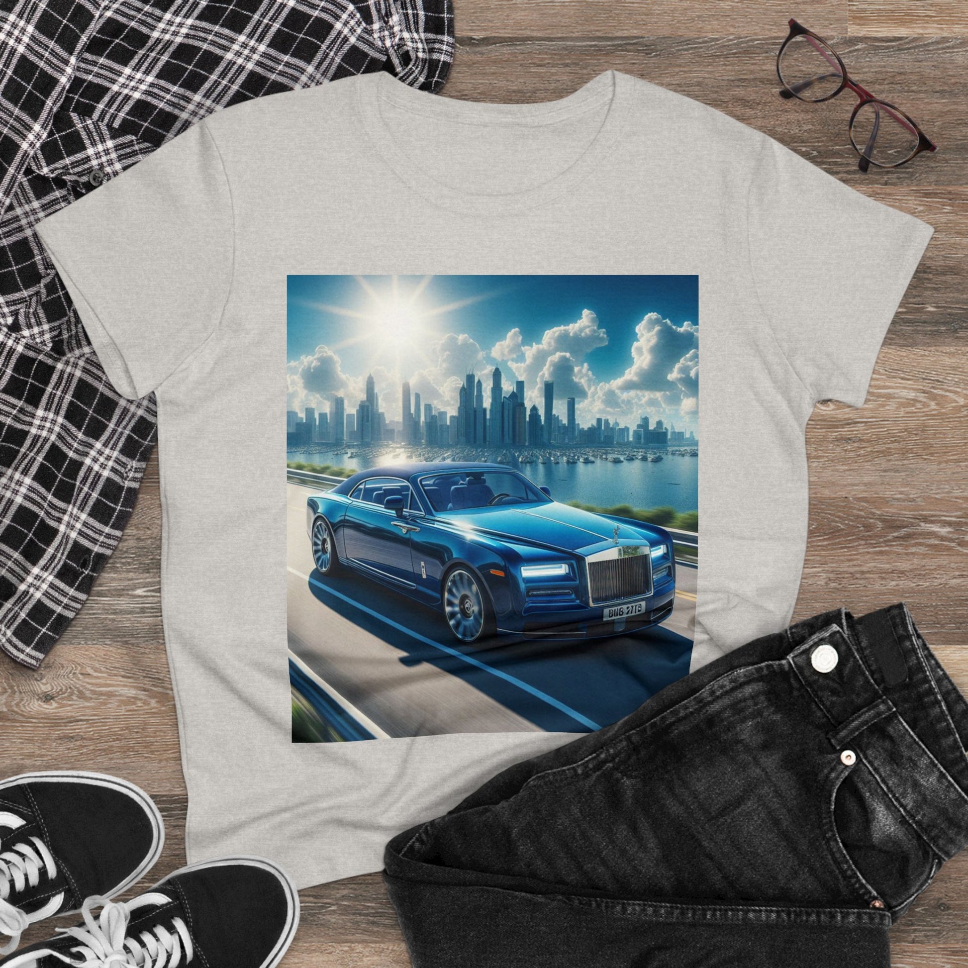 Blue Rolls Royce T-Shirt T-Shirt Printify   