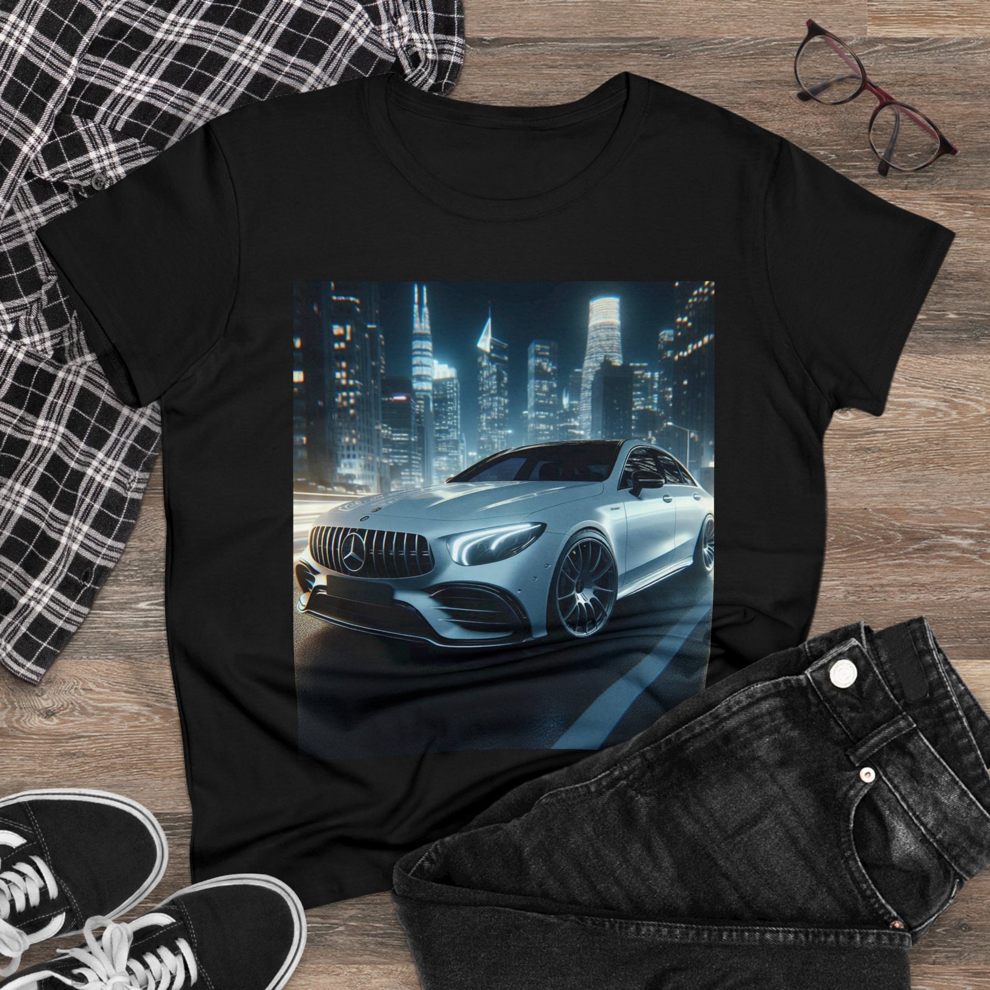 White Mercedes T-Shirt T-Shirt Printify   