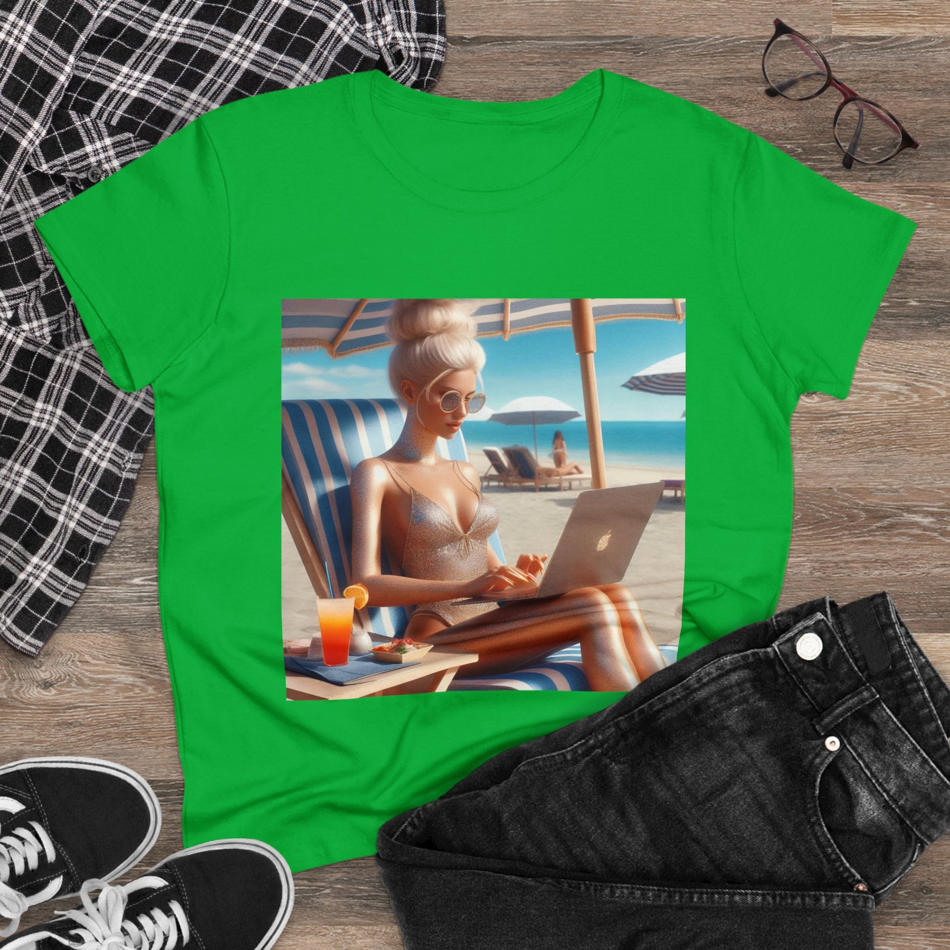 Work Day at the Beach T-Shirt T-Shirt Printify   