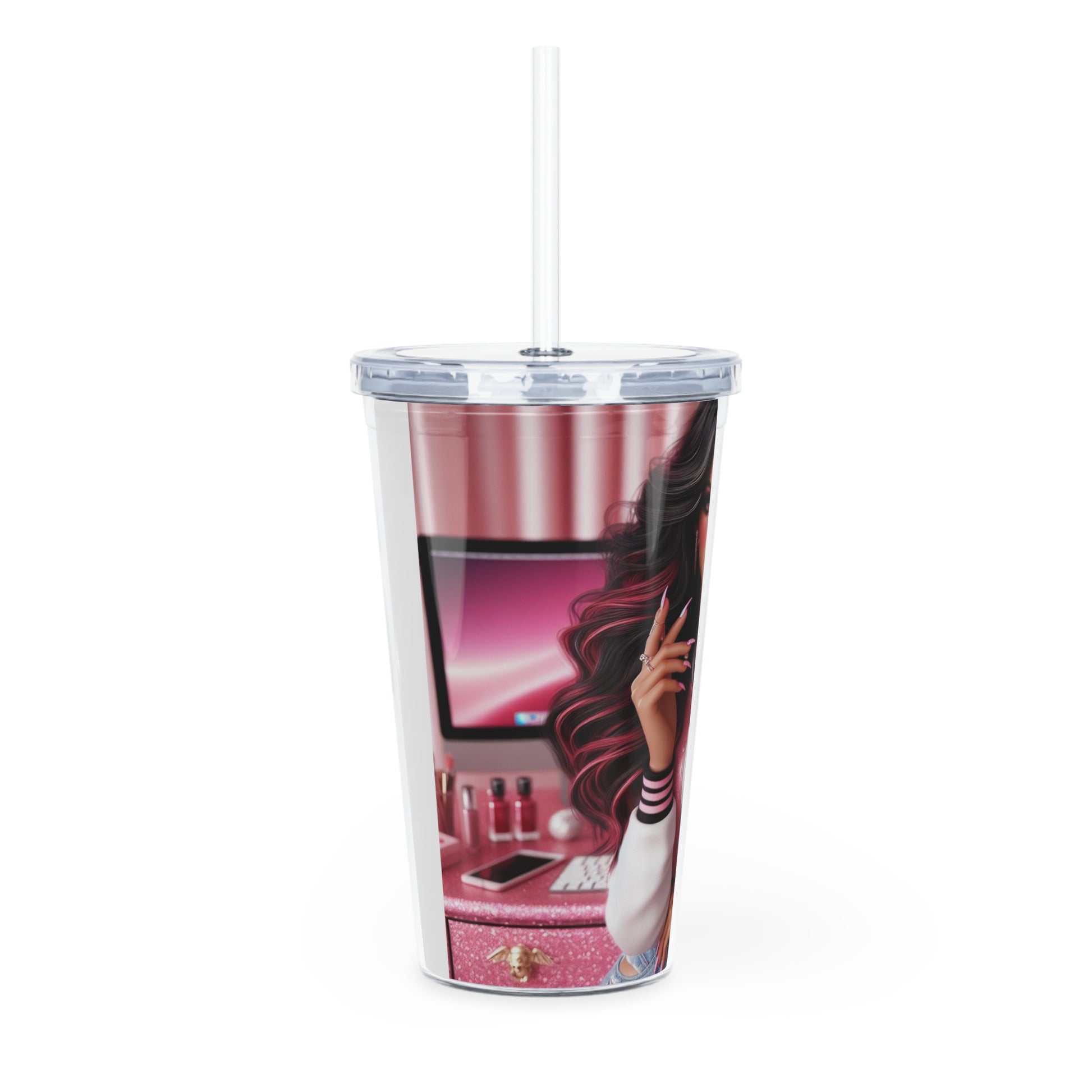 Pink Everything Tumbler with Straw Mug Printify   