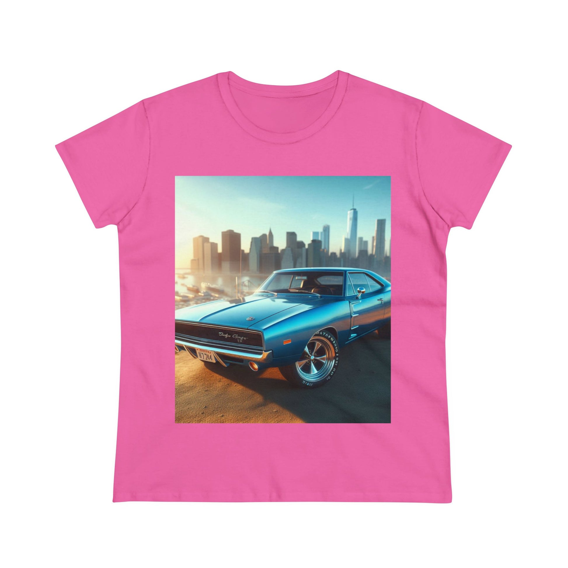 1970 Blue Dodge Charger T-Shirt T-Shirt Printify Azalea S 