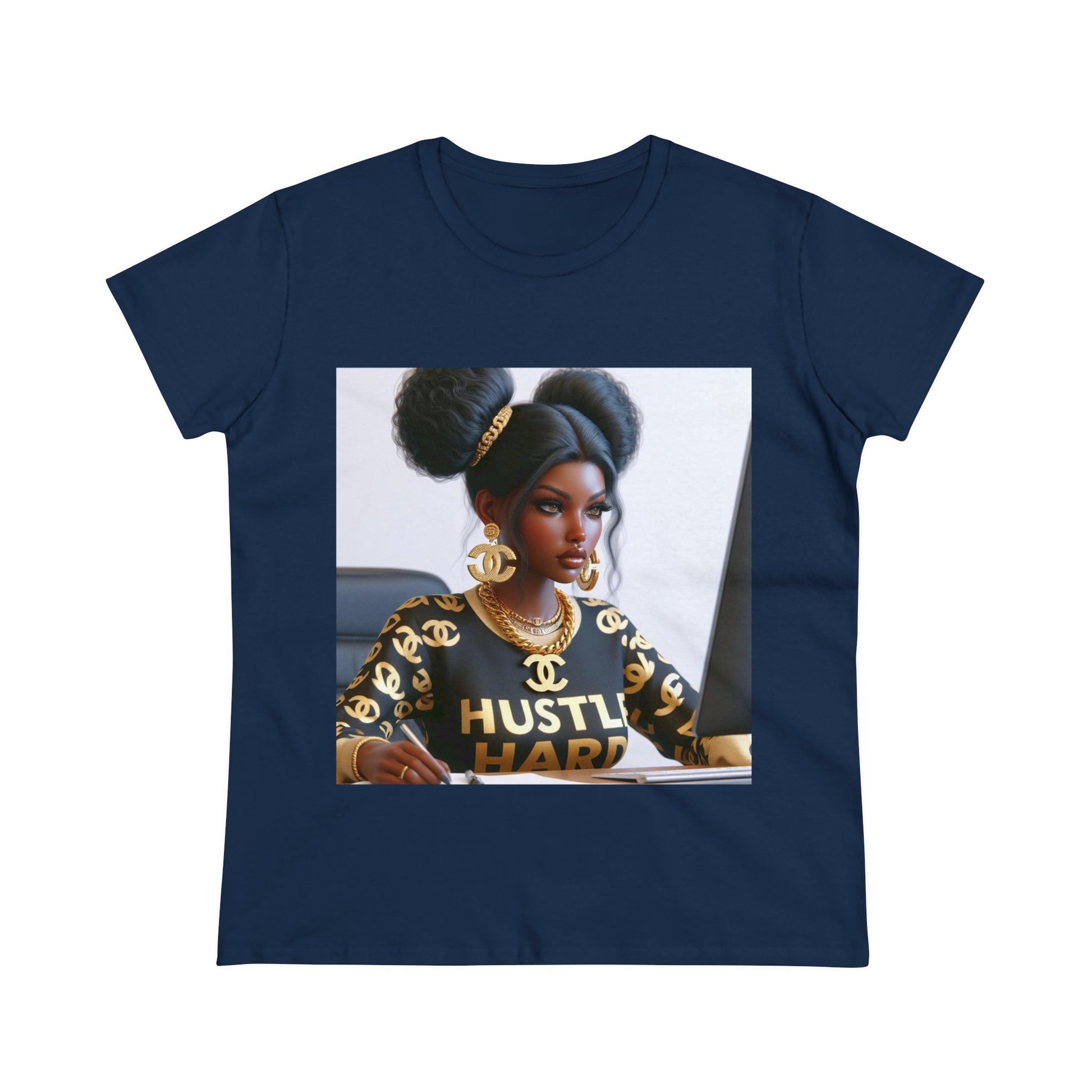 Hustle Hard T-Shirt T-Shirt Printify Navy S 