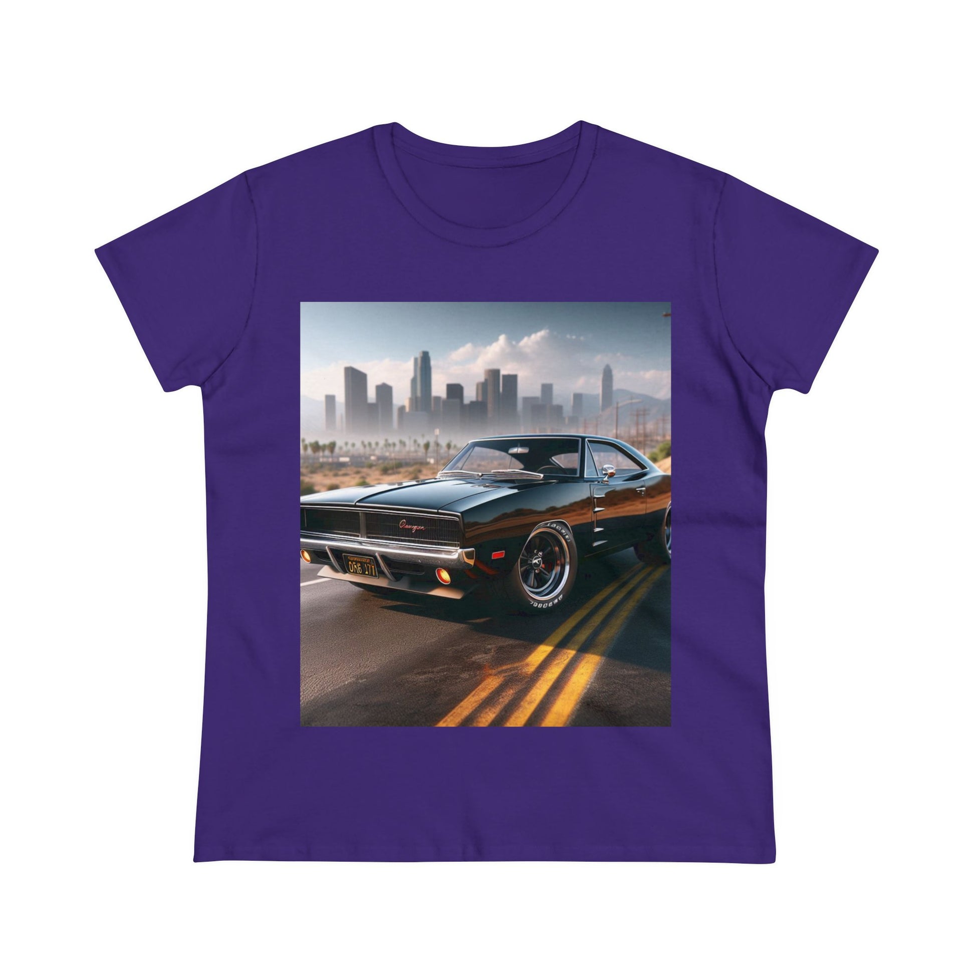 1970 Black Dodge Charge T-Shirt T-Shirt Printify Purple S 