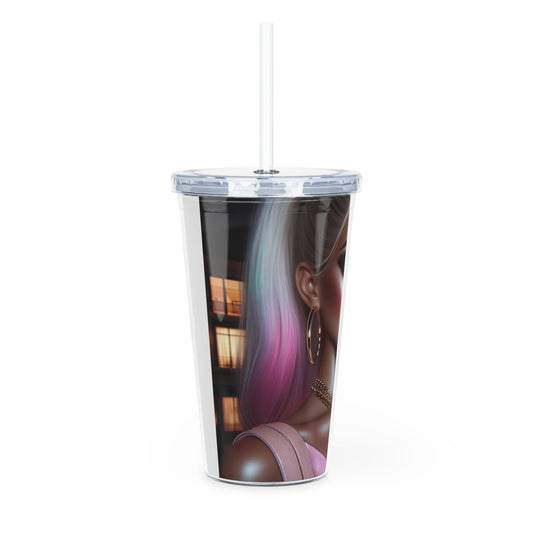 Pink at Night Tumbler with Straw Mug Printify   