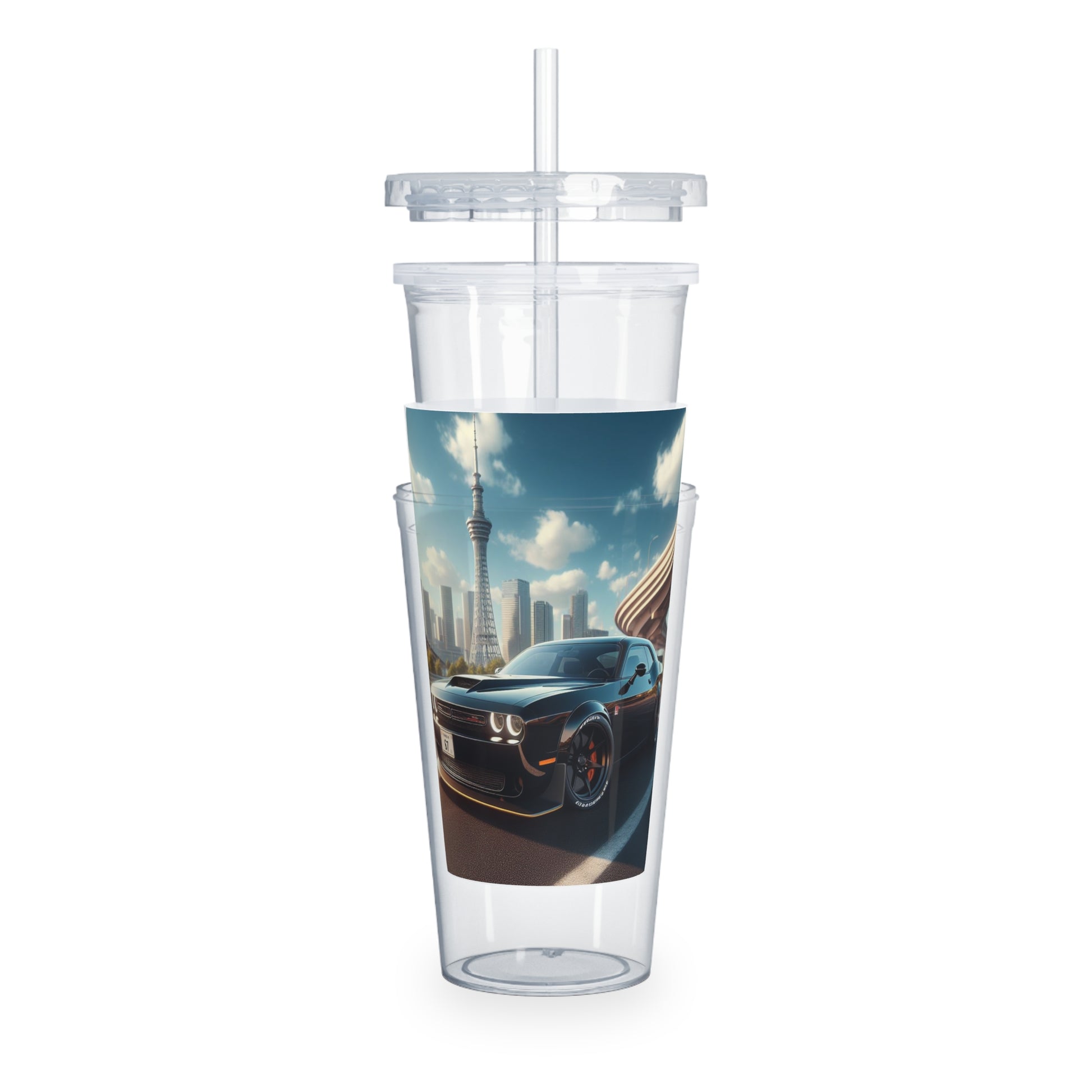 Black Challenger Tumbler with Straw Mug Printify   