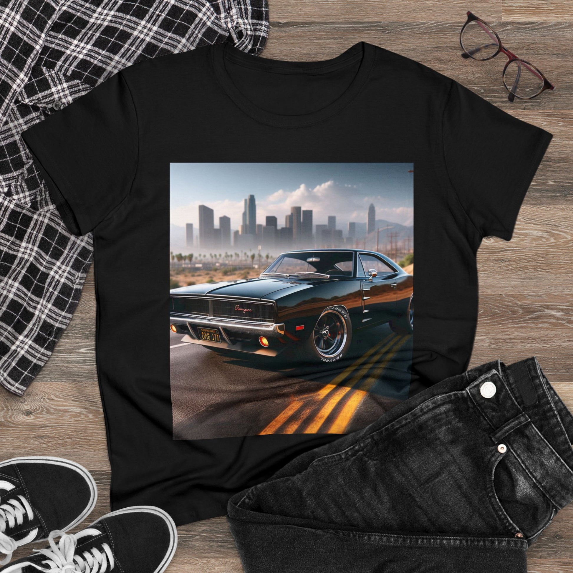 1970 Black Dodge Charge T-Shirt T-Shirt Printify   