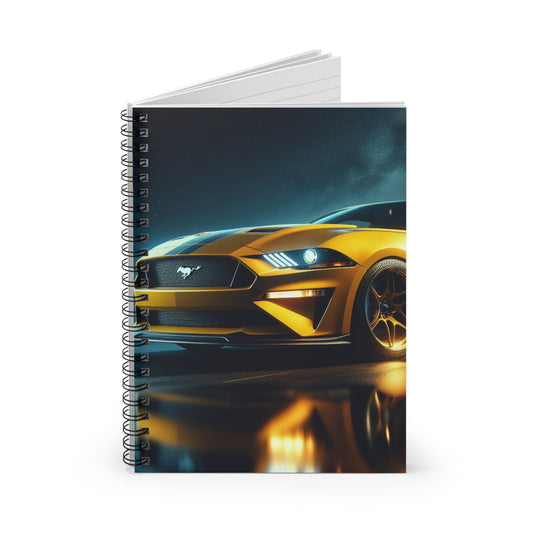 Yellow Mustang Spiral Notebook Paper products Printify   