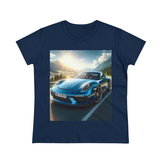 Blue Porsche T-Shirt T-Shirt Printify Navy S 