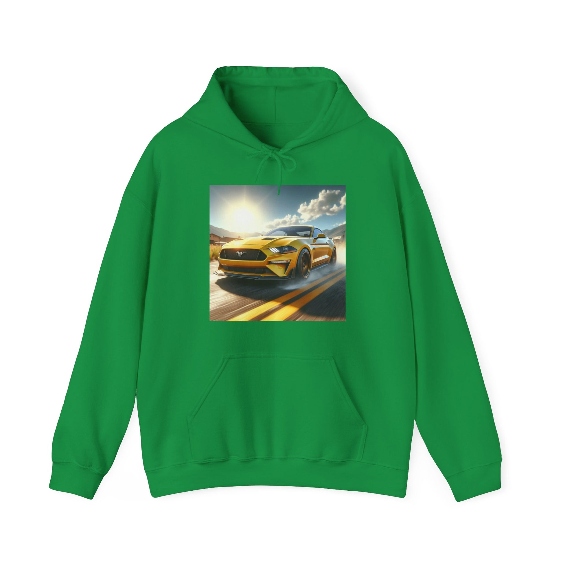 Yellow Mustang Hoodie Hoodie Printify Irish Green S 