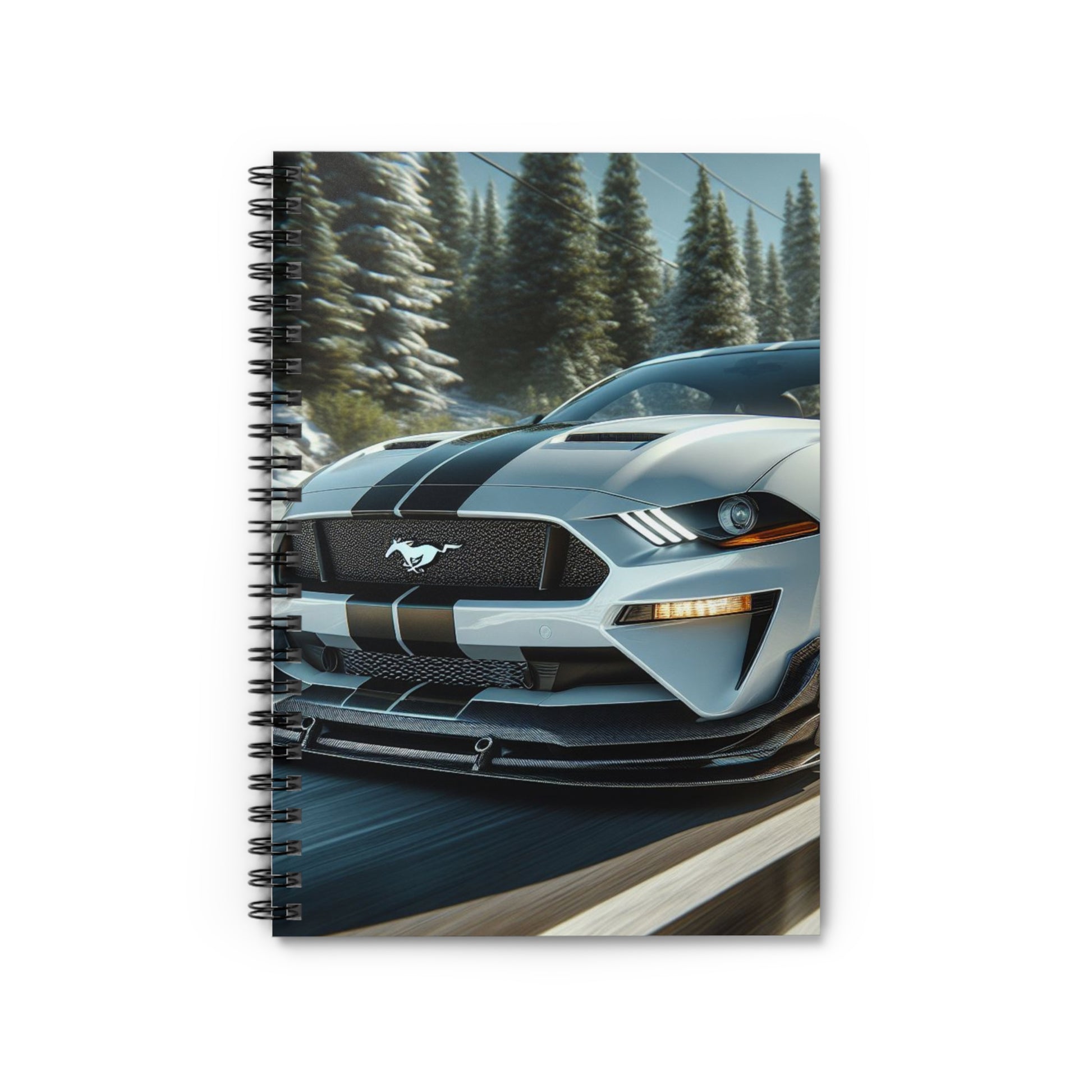 White Mustang Spiral Notebook Paper products Printify One Size  