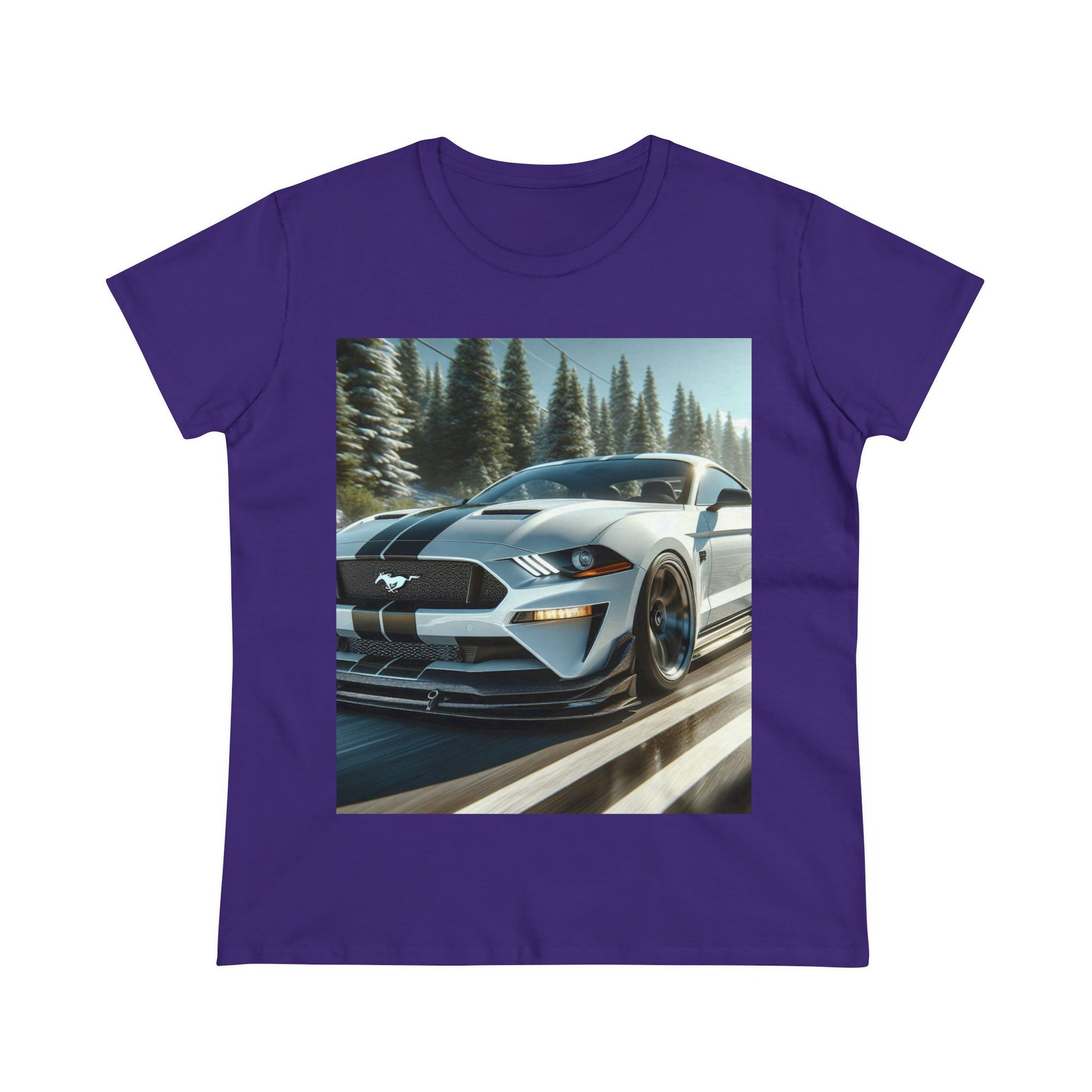 White Mustang T-Shirt T-Shirt Printify Purple S 