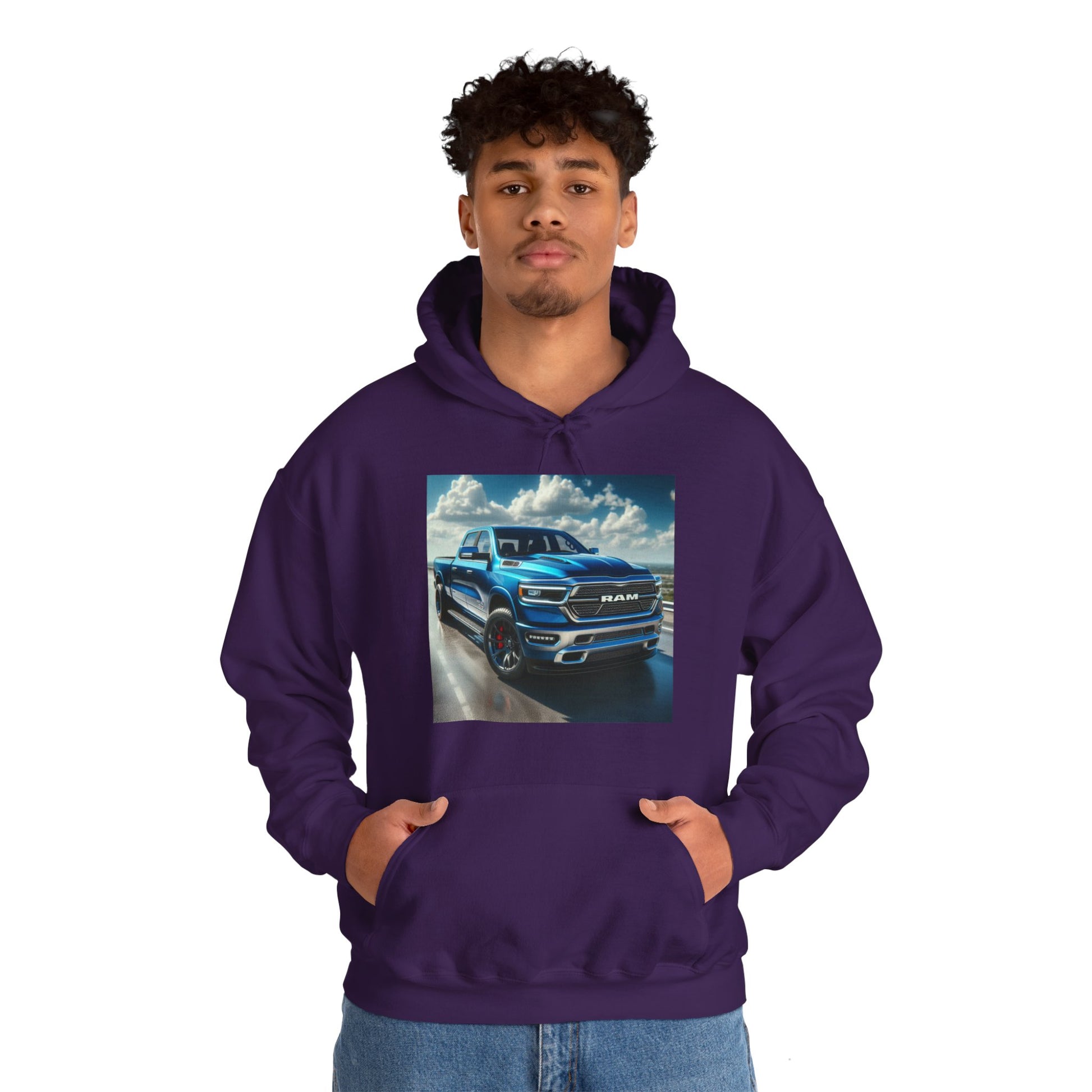 Blue Dodge Ram Hoodie Hoodie Printify   