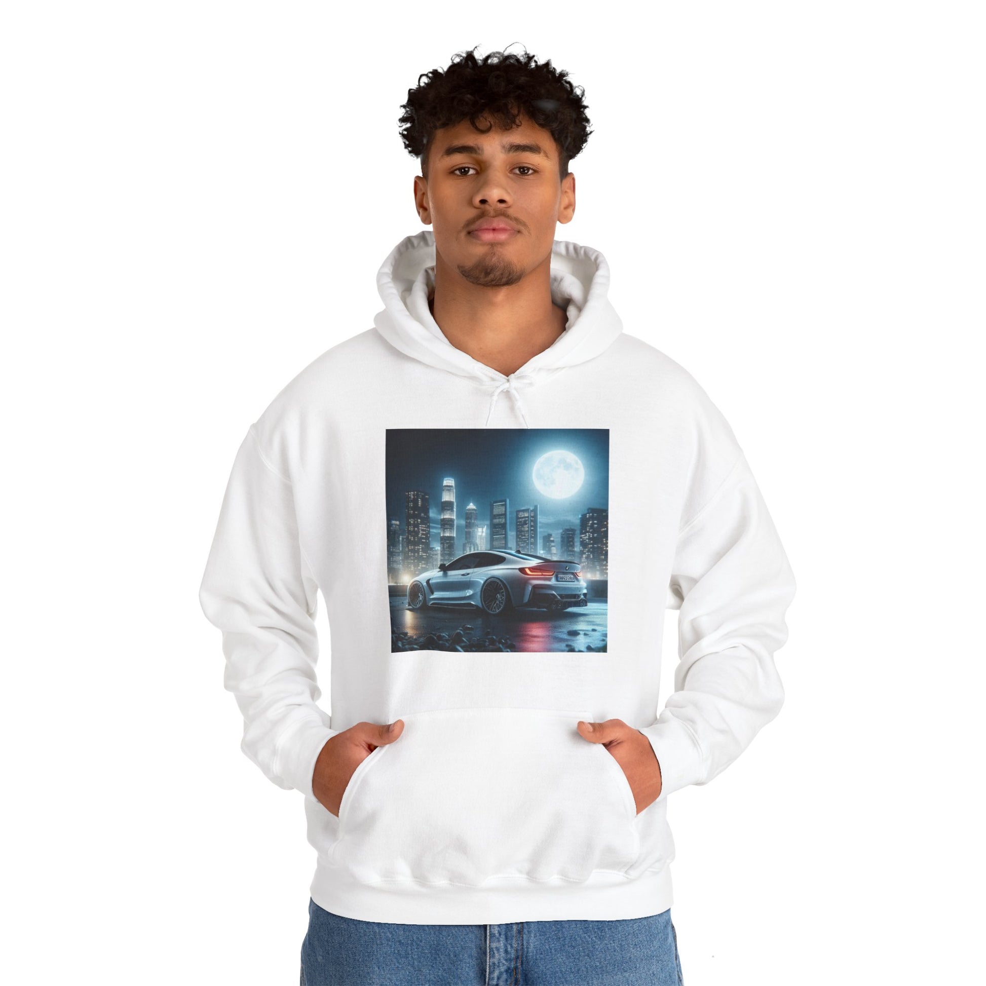 White BMW Hoodie Hoodie Printify   